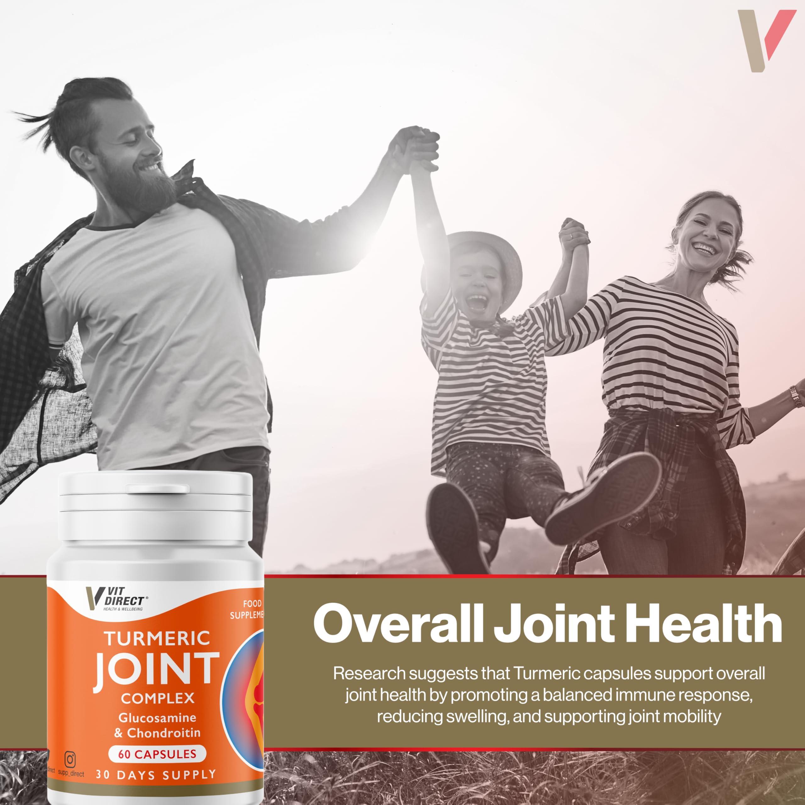 Vit Direct Vit Direct - Turmeric Joint Capsules - 60 Capsules - Joint Care Supplements - with Glucosamine & Chondroitin - Improve Overall Joint Health - Pain Relief - Cartilage Protection