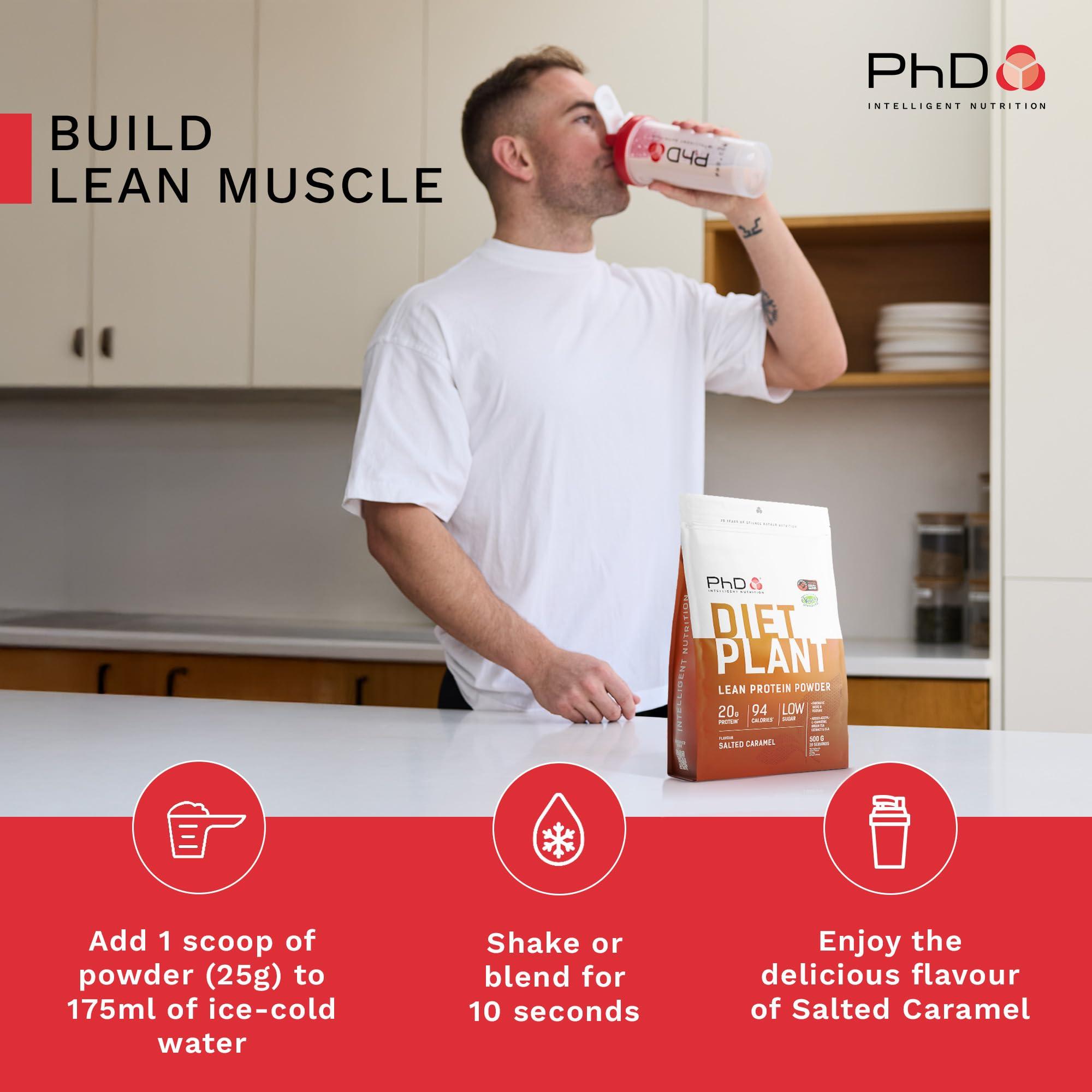 PhD Nutrition PhD Nutrition Diet Plant, Vegan Protein Powder Plant Based, Salted Caramel, High Plant Protein, 20 Servings Per 500g Bag