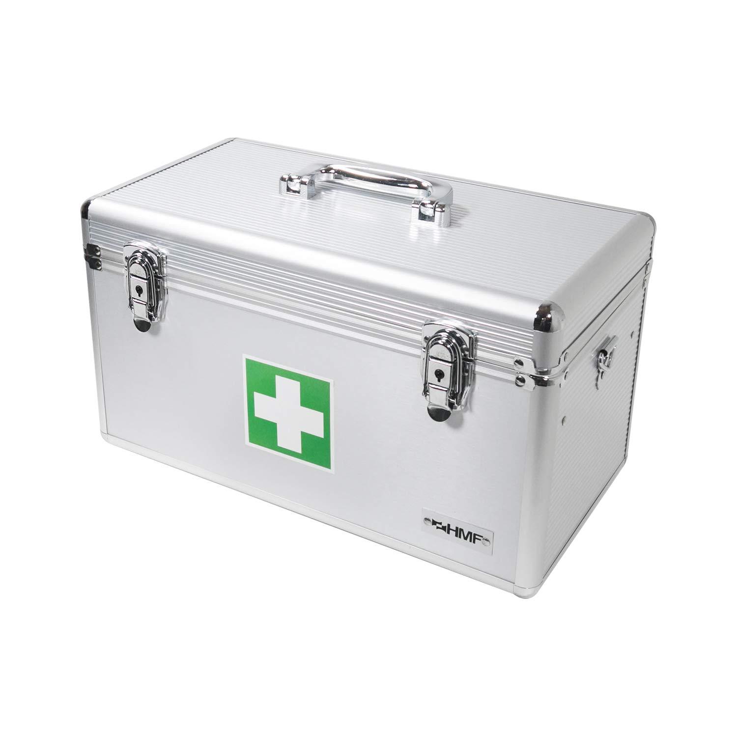 HMF HMF 14701-09 First Aid Box, Medical Box, Carrying Handle, Carry Strap, Aluminium, 40 x 22,5 x 20,5 cm