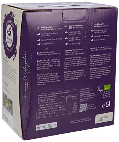 Aronia ORIGINAL Aronia ORIGINAL Organic Aronia Berry Juice Bag-in-Box 5 L | 100% Pure Aronia Fruit Juice, No Added Sugar, Not From Concentrate | Vegan, Organic, Non GMO Chokeberry (Aronia Berries)