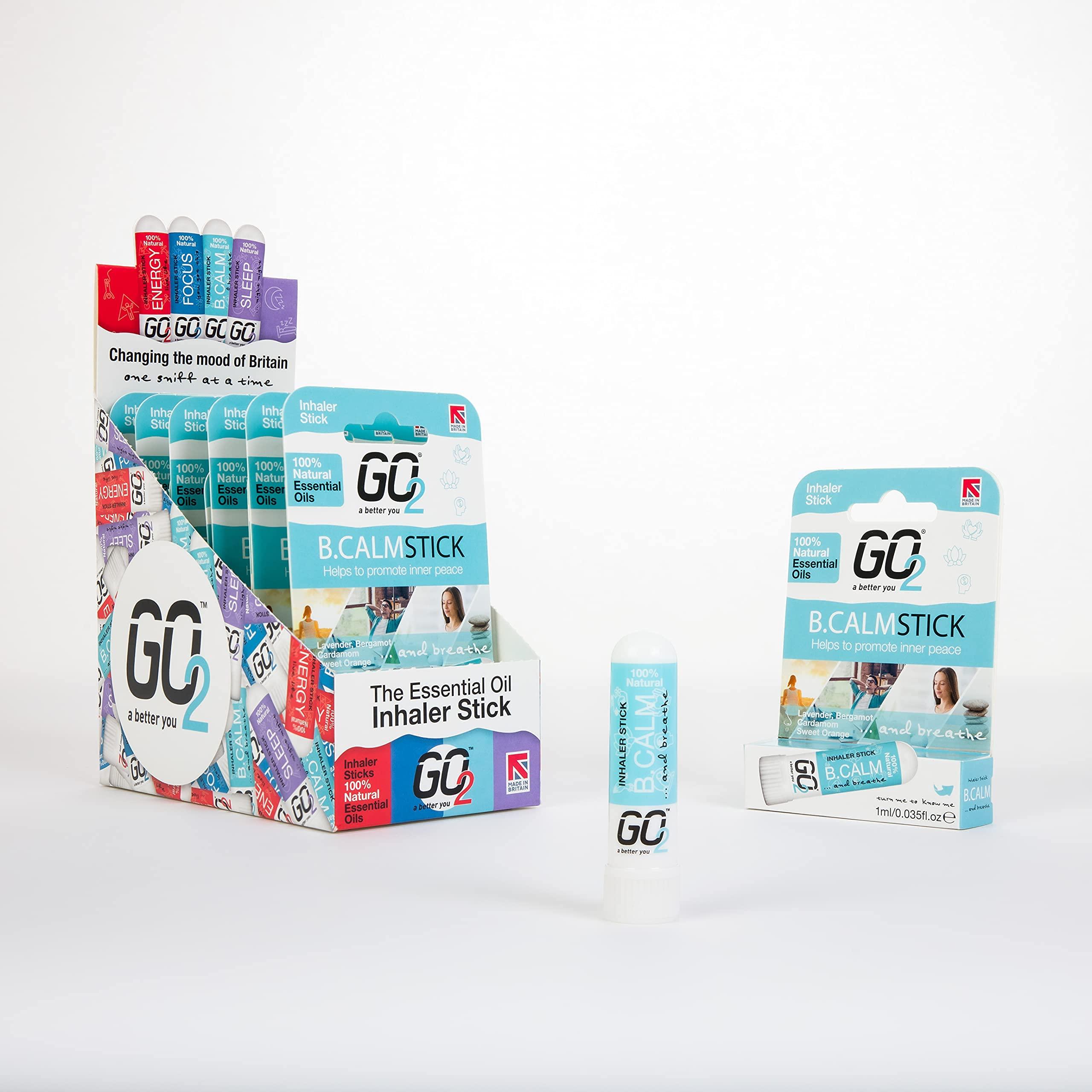 GO2 GO2 Inhaler B. Calm Stick Essential Oils for Convenient On-The-Go Use 100% Natural, Synthetic-Free, and Cruelty-Free (1ml Tube)