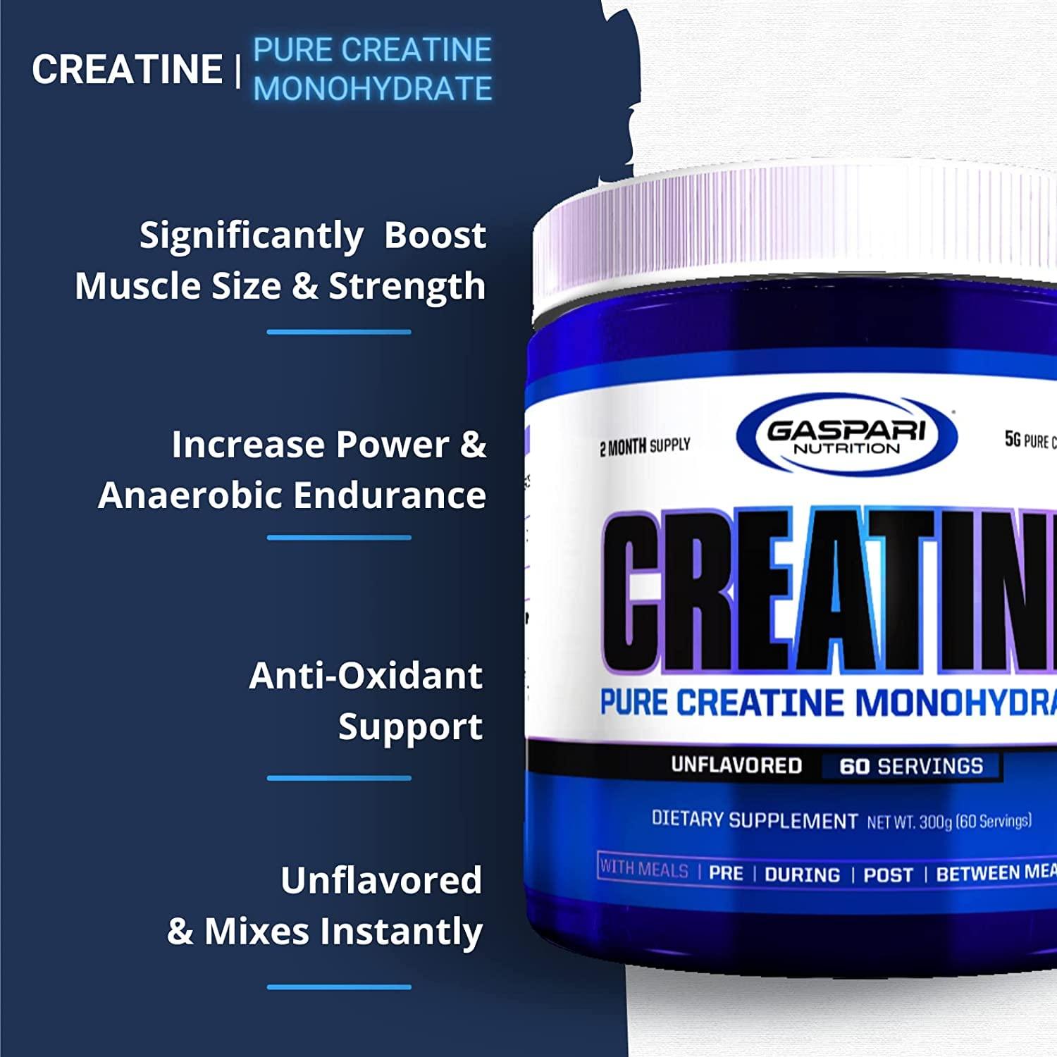 Gaspari Nutrition Gaspari Nutrition Qualitine 300 g Creatine Monohydrate Muscle Size and Strength Powder