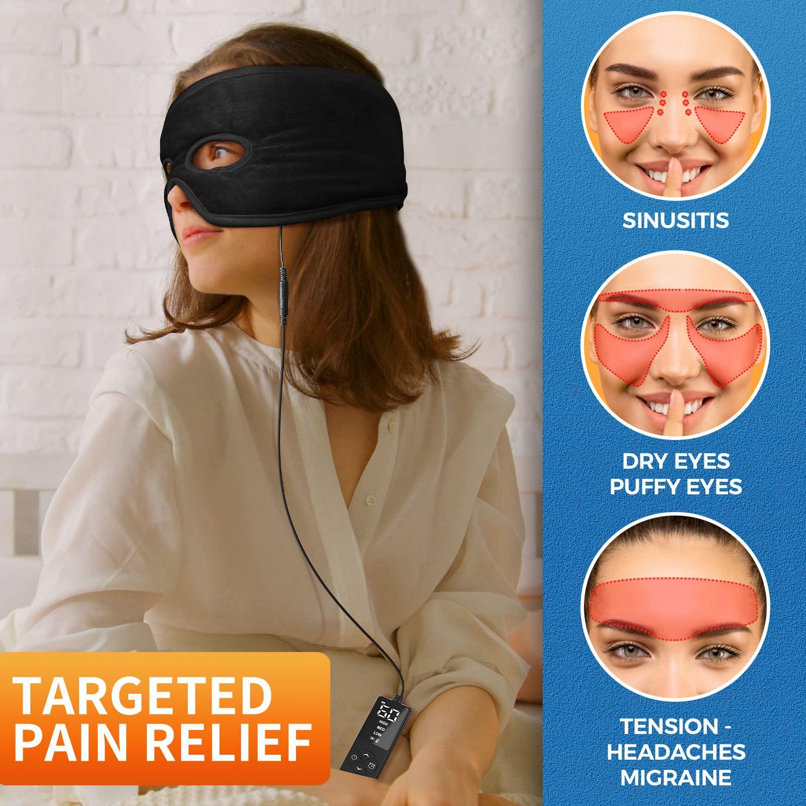 sticro sticro Sinus Relief Mask Moist Heat with 3 Temp Settings, Ex-Large Headache Mask Electric Face Heating Pad for Sinus Pressure Relief, Migraine, Tension Headache Relief Black