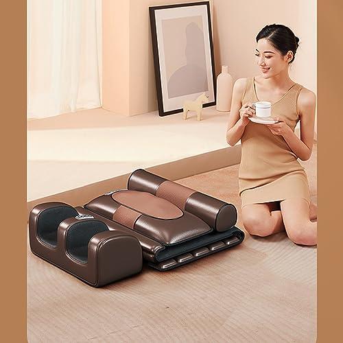 FreshCart Basics Massage Mat with Heat Pad,Full Body Massage Bed with Shiatsu Neck Massage Pillow,10 Vibrating Motors Massagers for Neck & Back Massage Cushion(Brown Leather)