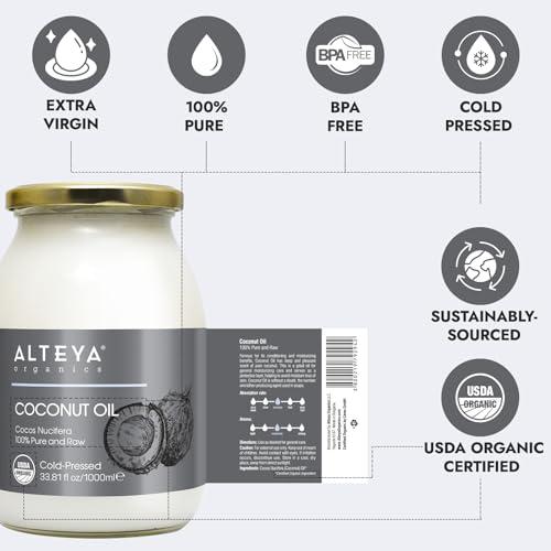 Alteya Alteya Organic Extra Virgin Coconut Oil 1000ml - 100% USDA Certified Organic Pure Natural Extra Virgin Coconut Oil (Cocos Nucifera)