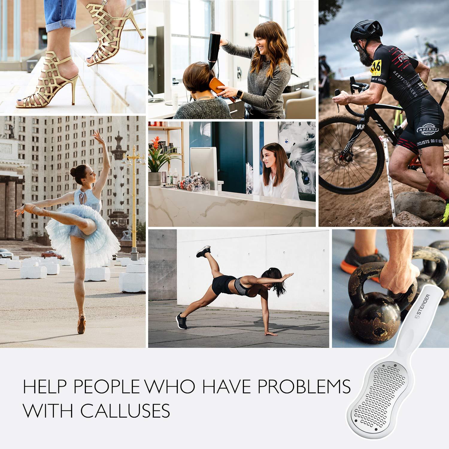 STEINDER Steinder Foot File for Hard Skin Remover, Foot Scrubber Scraper, Feet Pedicure Kit, Foot Grater, Heel File, Foot Care Kit - White