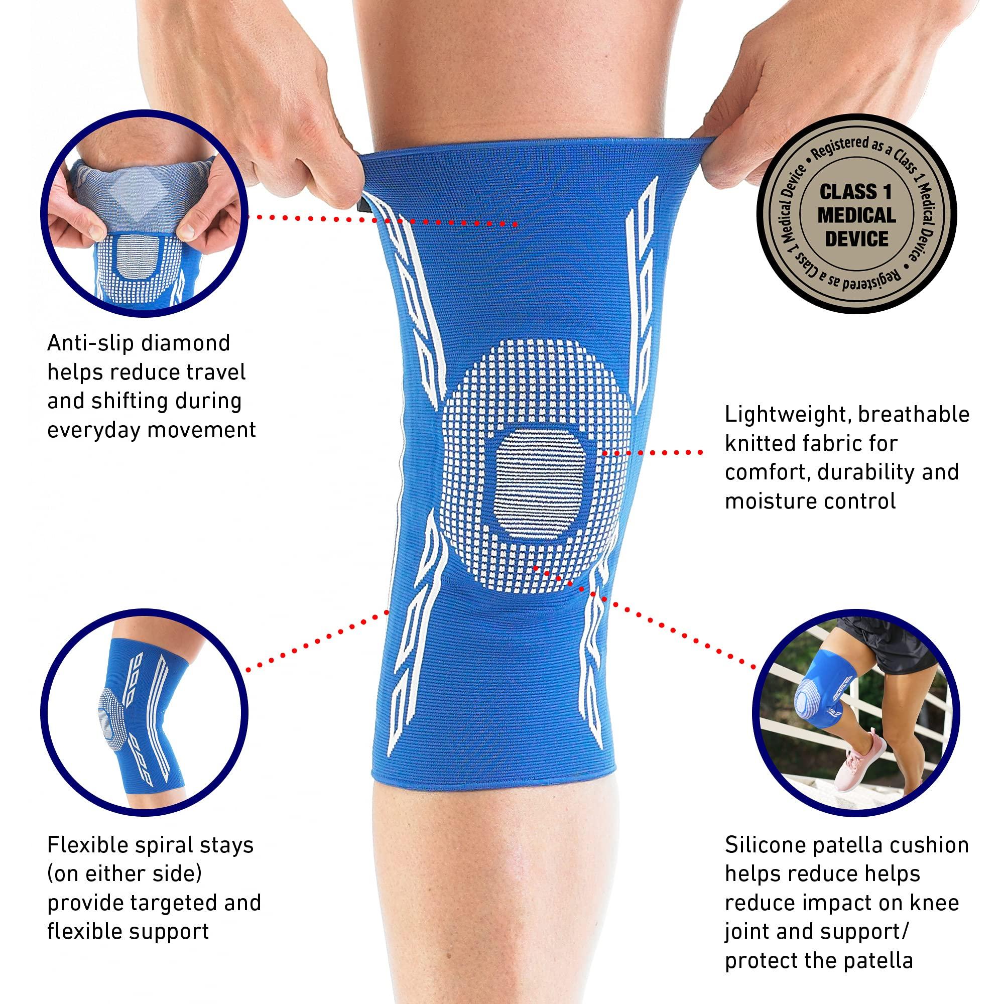 Neo G Neo-G Knee Support Brace with Silicone Patella Cushion and Spiral Stays for Joint Pain Relief Knee Injury Meniscus Tear Sprains Runners Knee - Knee Compression Sleeve - Airflow Plus - L
