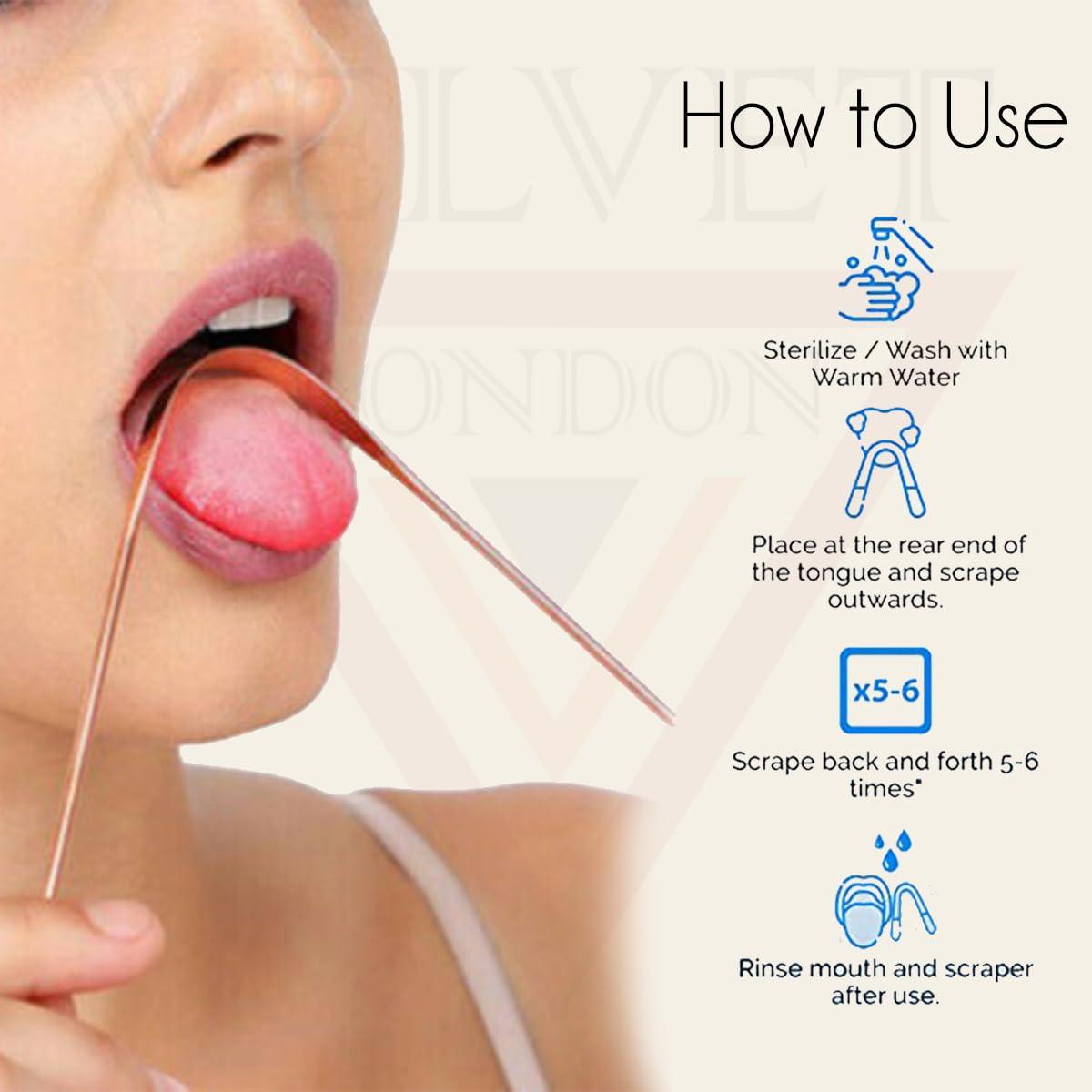 velvet london VELVET LONDON Brass Tongue Scrapers for adults, Grip Handles Tongue Scraper, Dental Care Hygiene Oral Care Ayurvedic Mouth Tongue Cleaner Fresh Breath, U shape (Brass (Pack of 5))