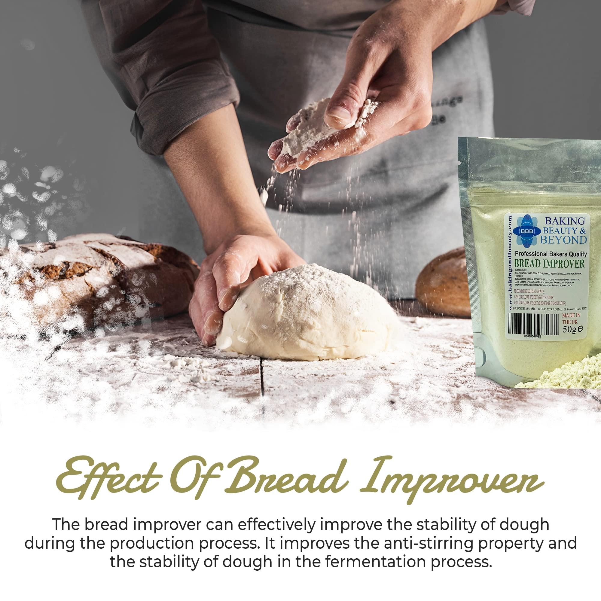 BBB BAKING BEAUTY & BEYOND Baking Beauty and Beyond Professional Mix Improver Powder for Bread - Dough Enhancer for Bread, Grain Dough Conditioner Strengthens Starch and Improves Texture of All Flours, 200g
