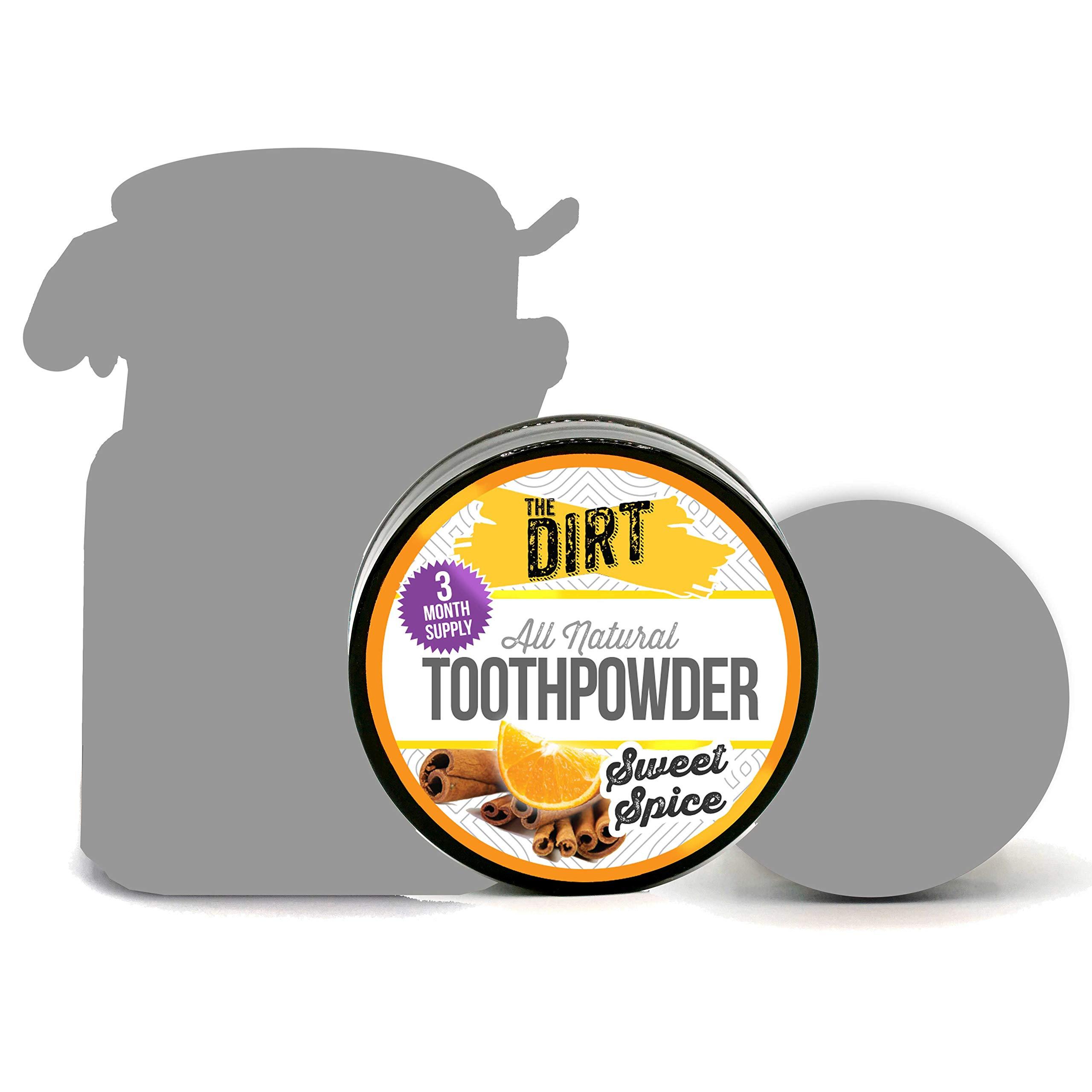 The Dirt The Dirt All Natural Tooth Powder for Organic Teeth Whitening, 3 Month Tub 0.7 oz
