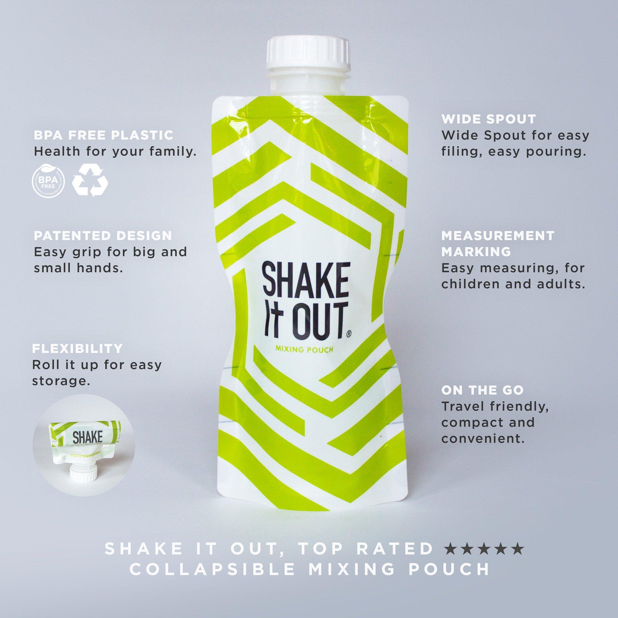 Shake It Out Shake It Out Collapsible Shaker Bottle for Protein Shakes, Supplements - 12 Ounce Reusable, Recyclable, Travel Bottle (Lime / White, Single)