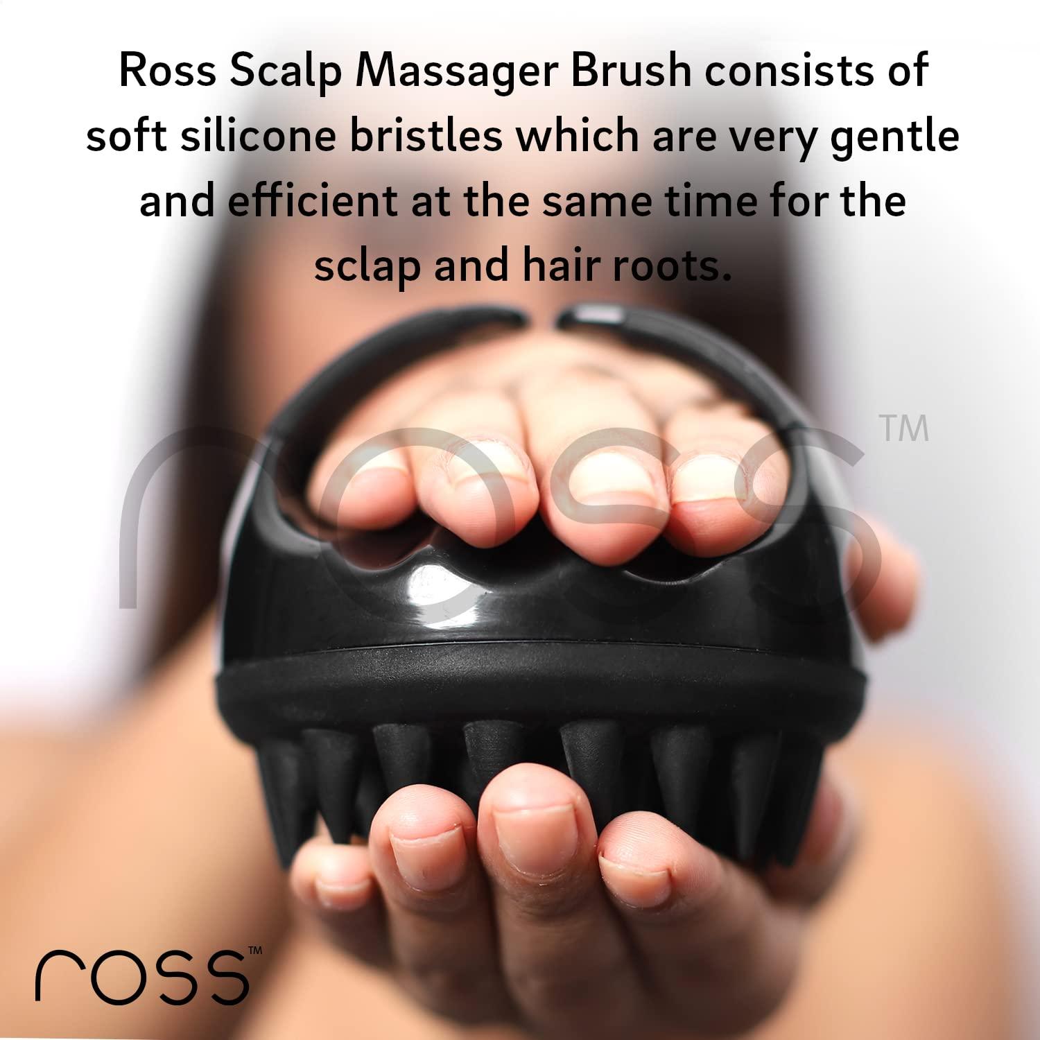 Ross Ross Hair Scalp Massager Shampoo Brush with Soft Silicone Bristles for Anti Dandruff, Exfoliating with Scalp Care Manual Head Massager, 1 Count (Pack of 1) (Style 1, Black)