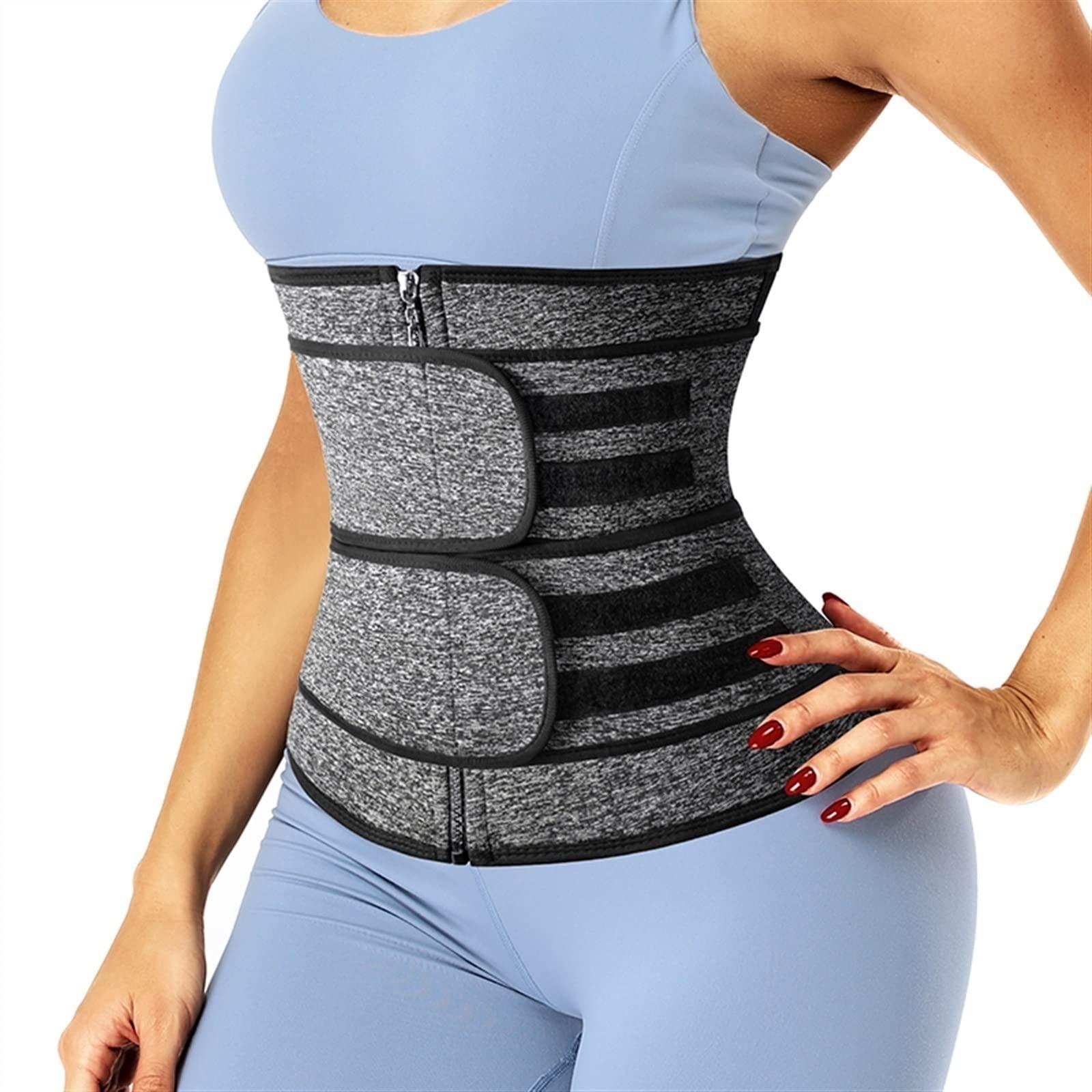 FANFENG FANFENG Women\'s Postpartum Belly Belt Back Posture Corrector Wasit Trainer Adjustable Double Pull Lumbar Support Corset (Color : Grey, Size : XL/X-Large)