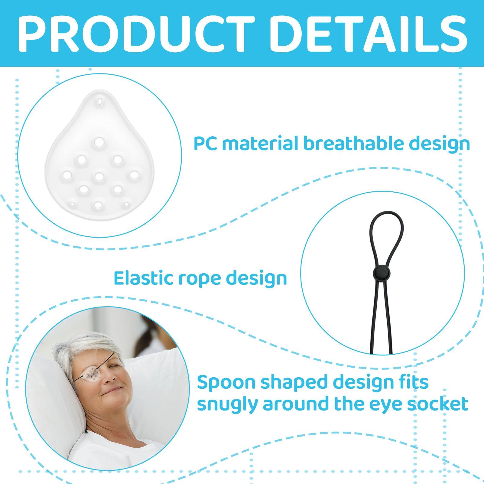 TYVOM Eye Shield After Cataract Surgery 3 Pcs Eye Patches for Adults Medical 9 Hole Protective Eye Patch Cataract Eye Shield with Adjustable Strap Eye Shield After Surgery Ventilated