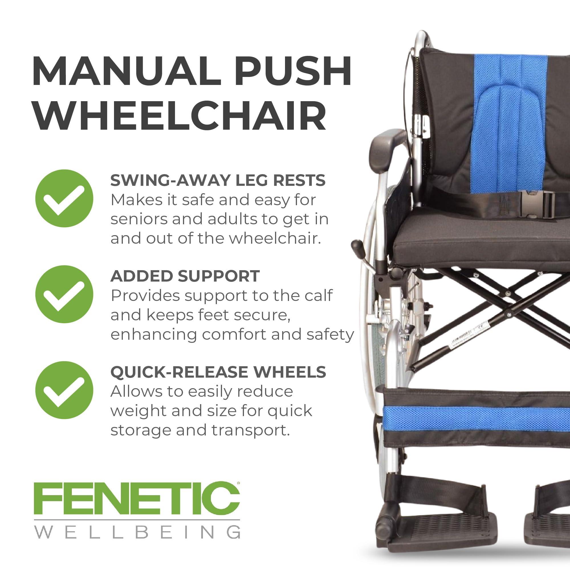 Elite Care Lightweight Aluminium Folding self Propel Wheelchair with 20-inch Extra Wide seat ECSP01-20