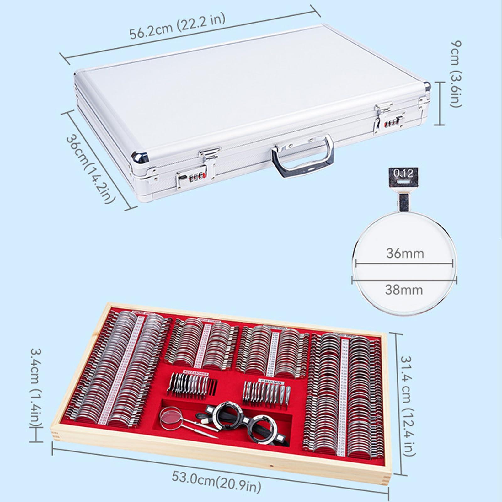 CQLXZ 266 pcs Optical Trial Lens Set Ophthalmology Optometry Kit with Metal Rims Eye Optometry Lens Kit for Check The Refractive Error, with Optometry Test Trial Frame