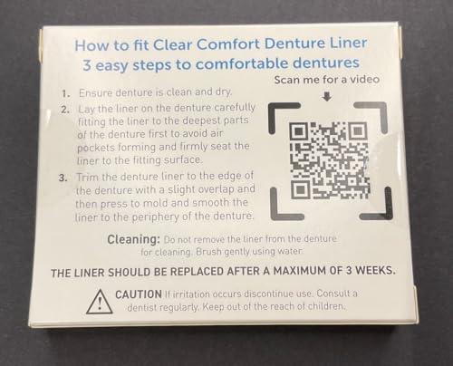 Denturecare Clear Comfort Denture Liner - Secure Fit - No Hassles Application - Long-Lasting Denture Adhesives - Easy to Maintain Cushion Comfort Denture Liner