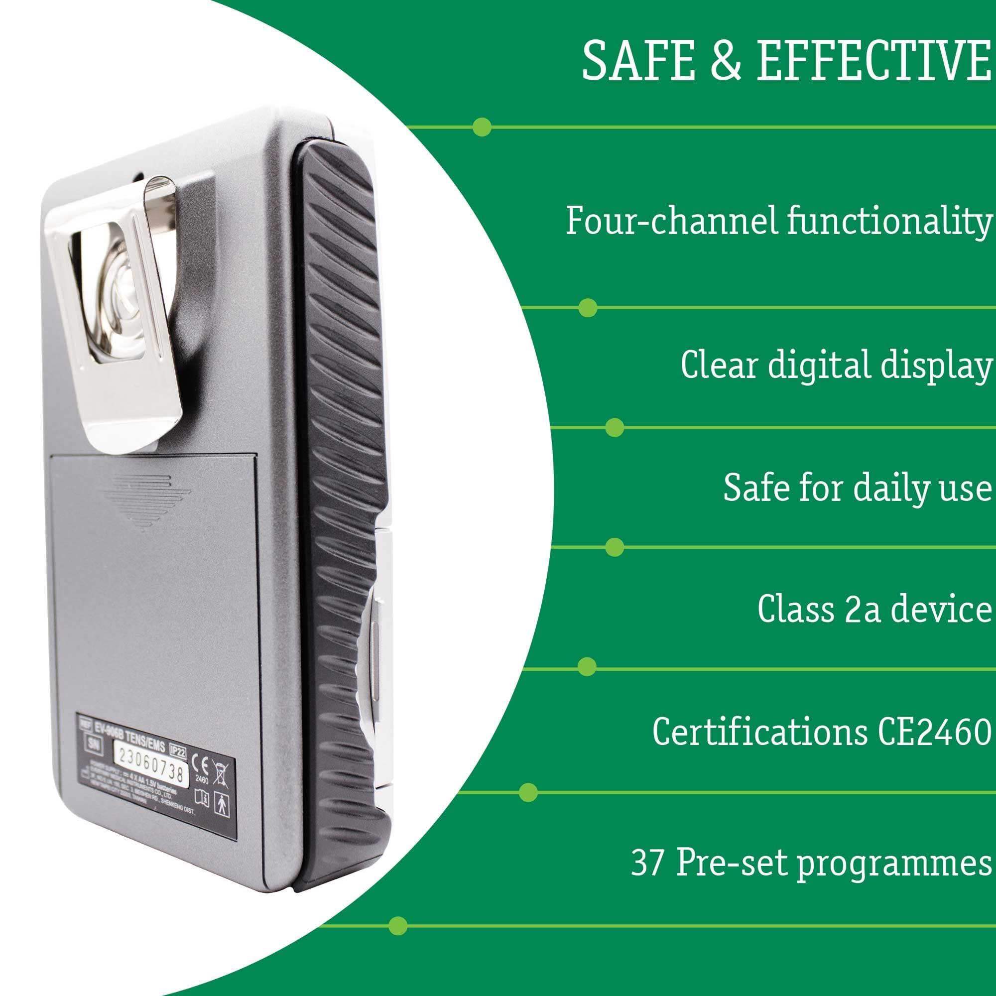 Medfit Med-Fit Premier EV906 4 Channel Rechargeable TENS Machine and Muscle Stimulator with 24 Pre-Set Programmes Manual Adjustment
