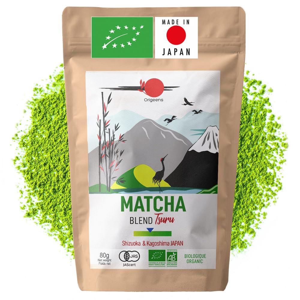 Origeens ORIGEENS Organic Japanese Matcha Tea - Blend from Shizuoka and Kagoshima - Organic Matcha Green Tea Powder - Matcha Powder 80g Bag