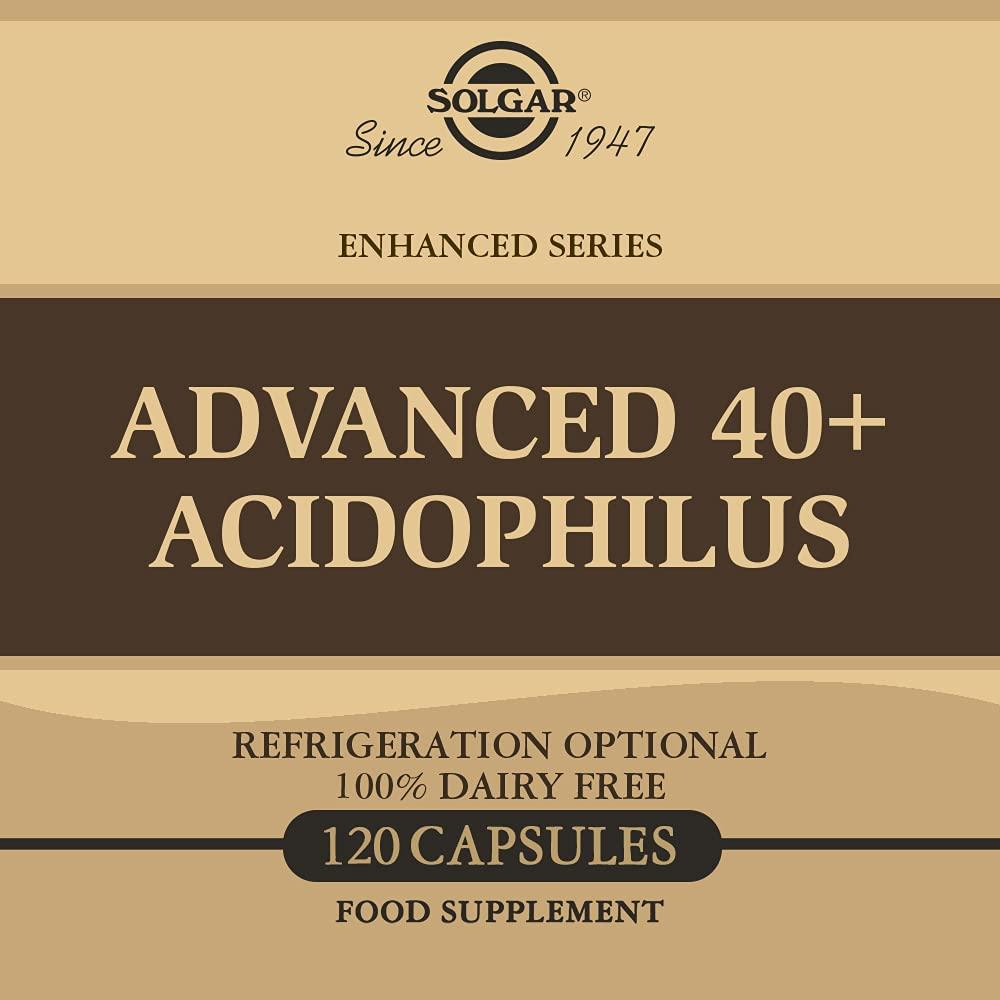 SOLGAR Solgar Advanced 40+ Acidophilus Vegetable Capsules - Pack of 120 - For People Aged 40+, With LA-5 and BB-12 - Maintains Healthy Bacteria Levels