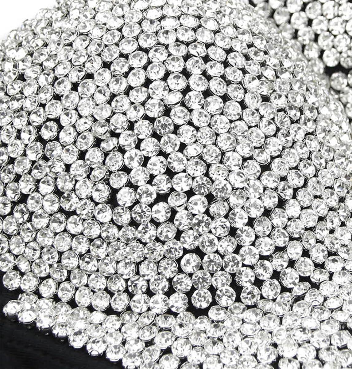 atokiss atokiss Women's Handmade Rhinestone Shining Diamond Push up Bustier Club Party Bra Cropped Top Vest (Black Silver Bottom, Small)