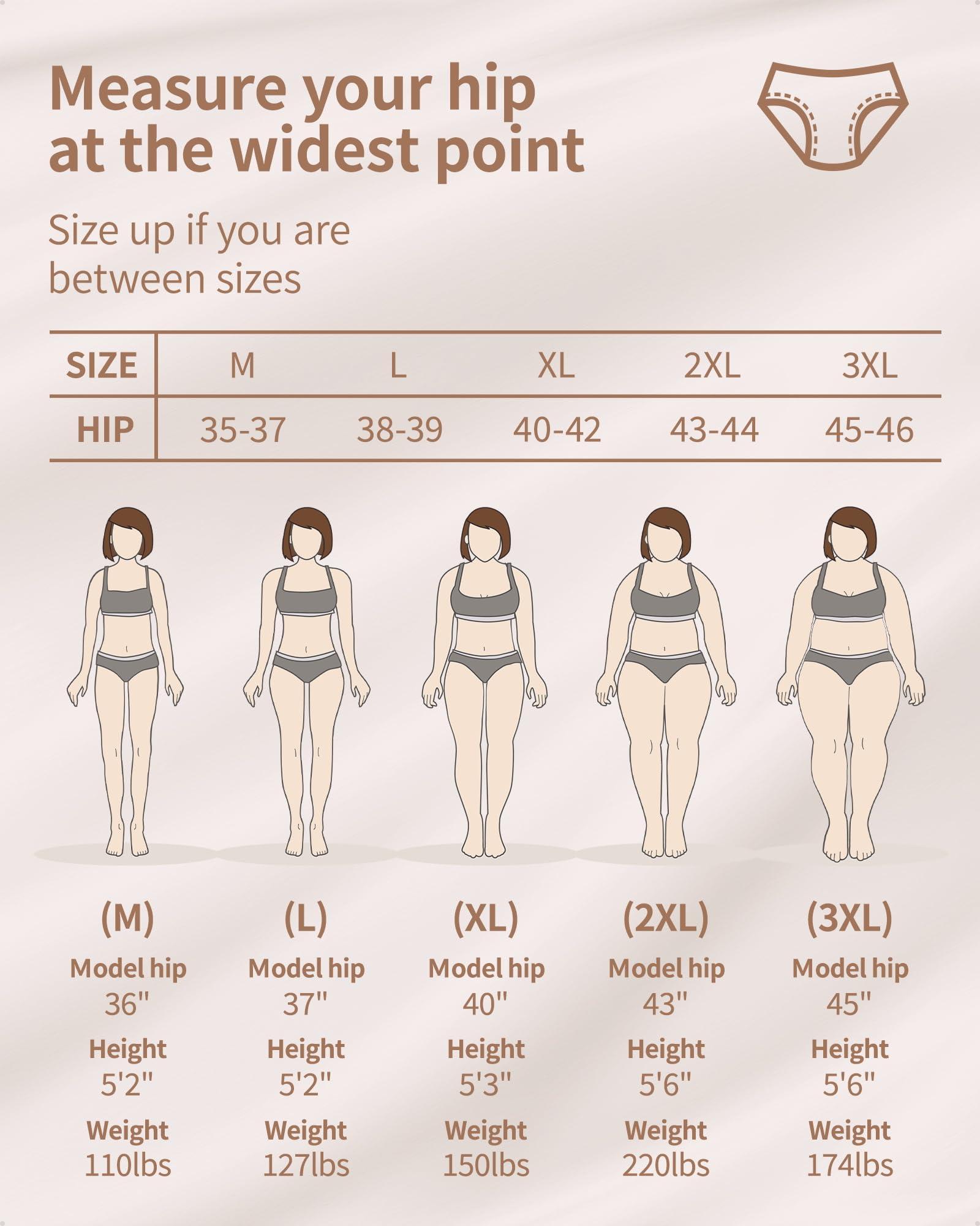 Pawlen Washable Incontinence Underwear for Women, Leakproof Panties, Underwear for Bladder Leakage Protection 80ml Heavy Flow Absorbent (Black, XXL)