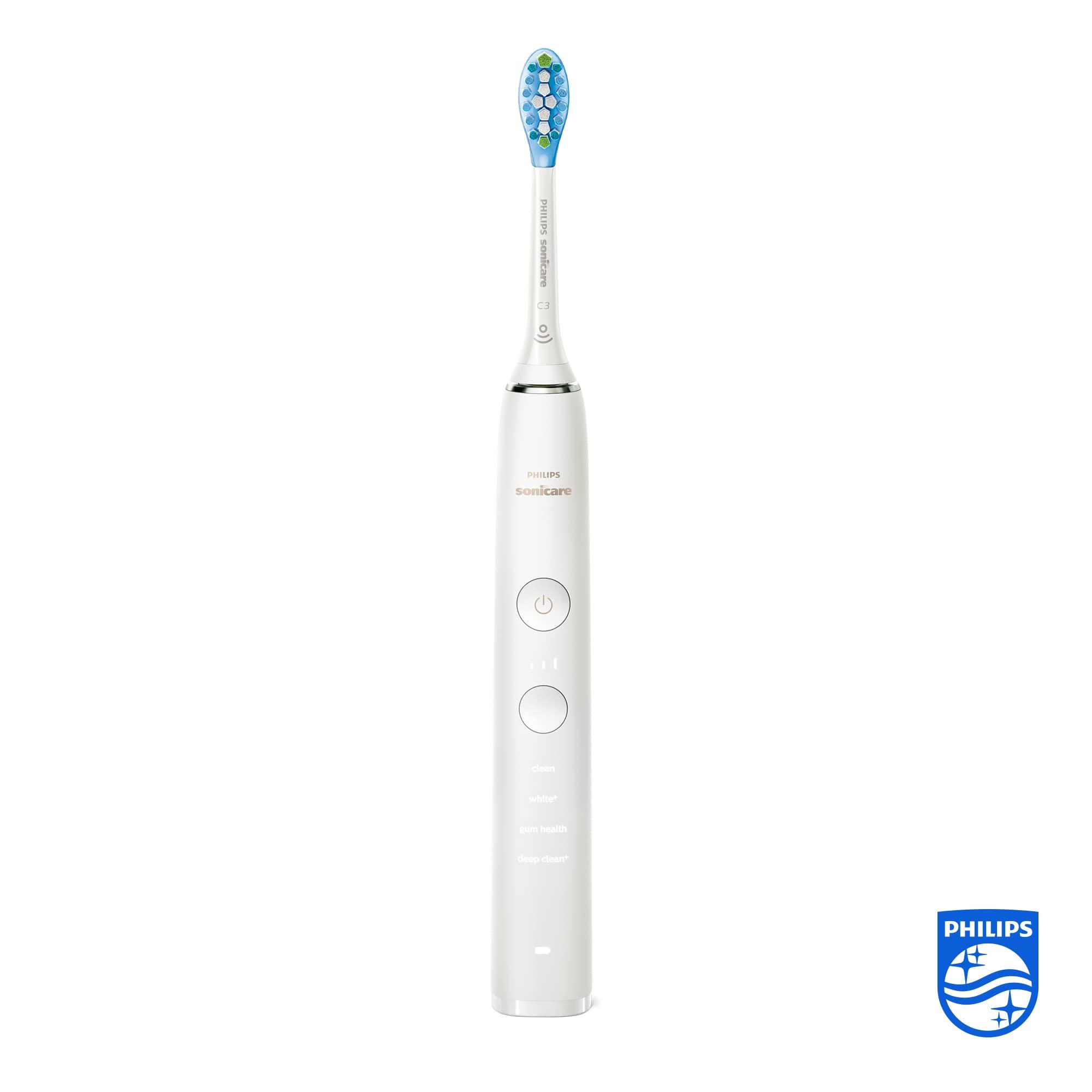 PHILIPS Philips Sonicare DiamondClean Series 9000 Electric Toothbrush - Sonic Brush, Cleaner Teeth and Gums, 1 X C3 Premium Plaque Control Brush Head (Model HX9911/63), White