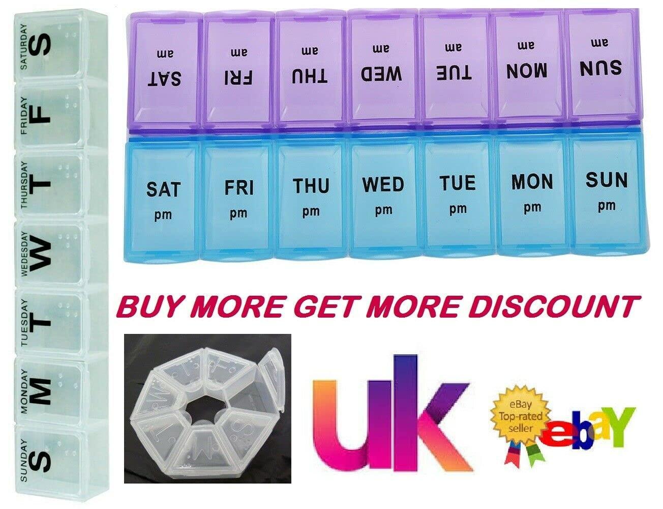 FreshCart Basics Weekly Pill Box Organiser, BPA Free Travel Pill Boxes 7 Day 1 Times a Day with Unique Spring Assisted Open Design and Large Tablet Box to Hold Vitamins, Supplements and Medication (Single)