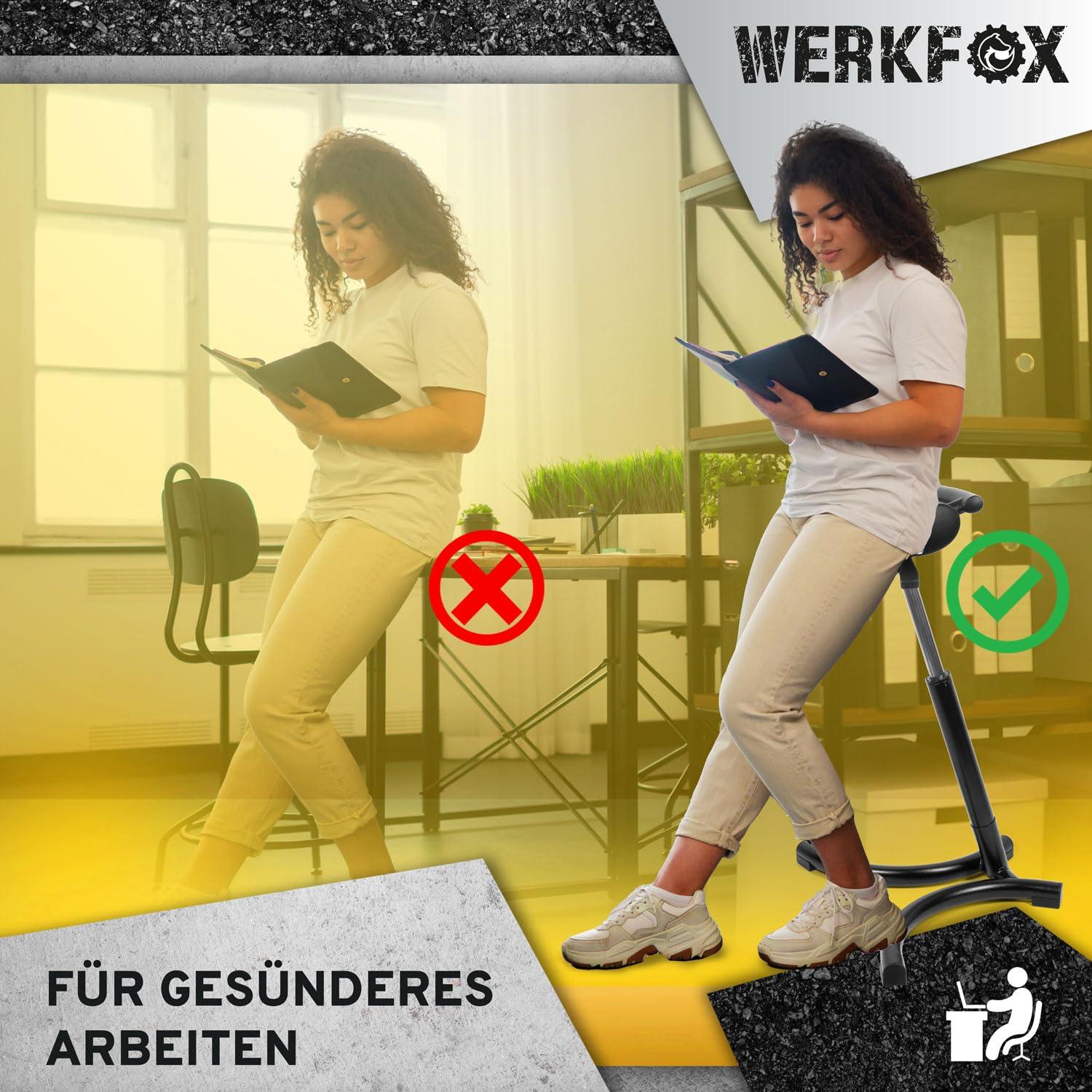 Werkfox Werkfox Standing Stool Ergonomic height adjustable stool; Standing aid workshop stool standing chair for desk, office, industry.
