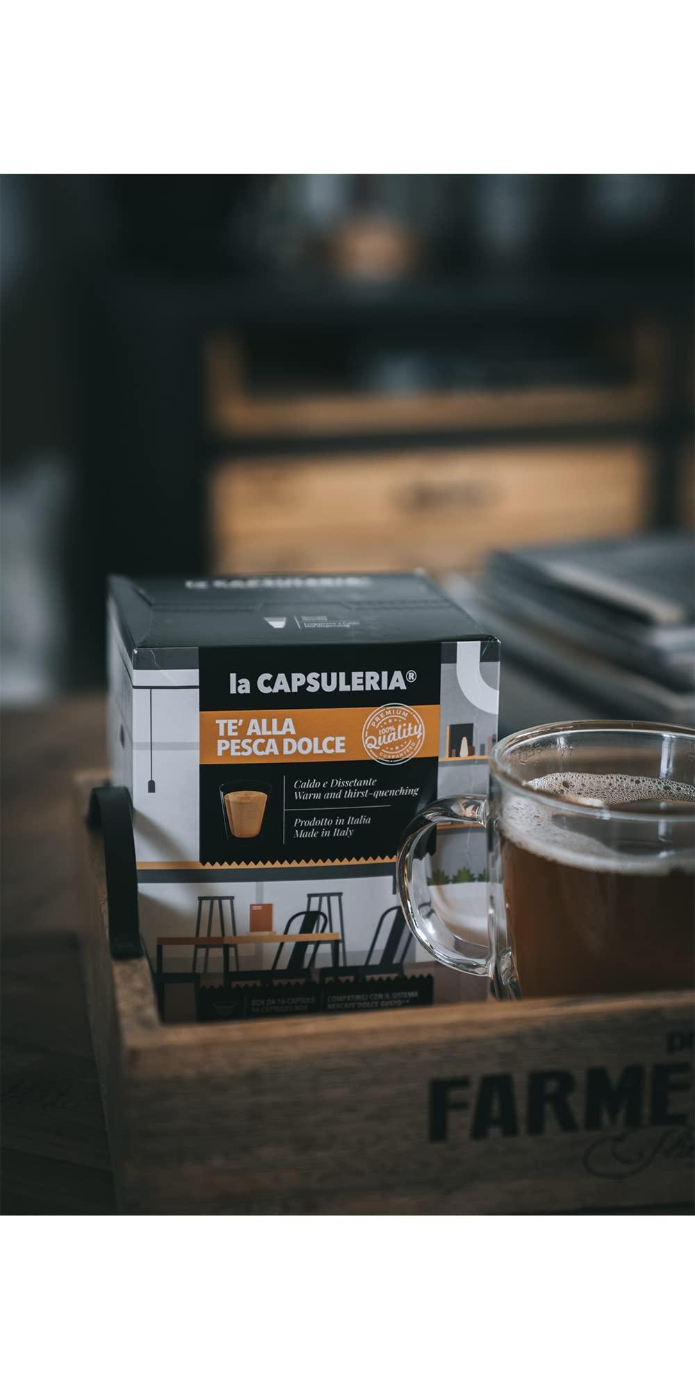 La Capsuleria Peach Tea (48 Capsules) Compatible with Nescaf Dolce Gusto, 3 Boxes x 16 Pods (48 Servings Total), La Capsuleria