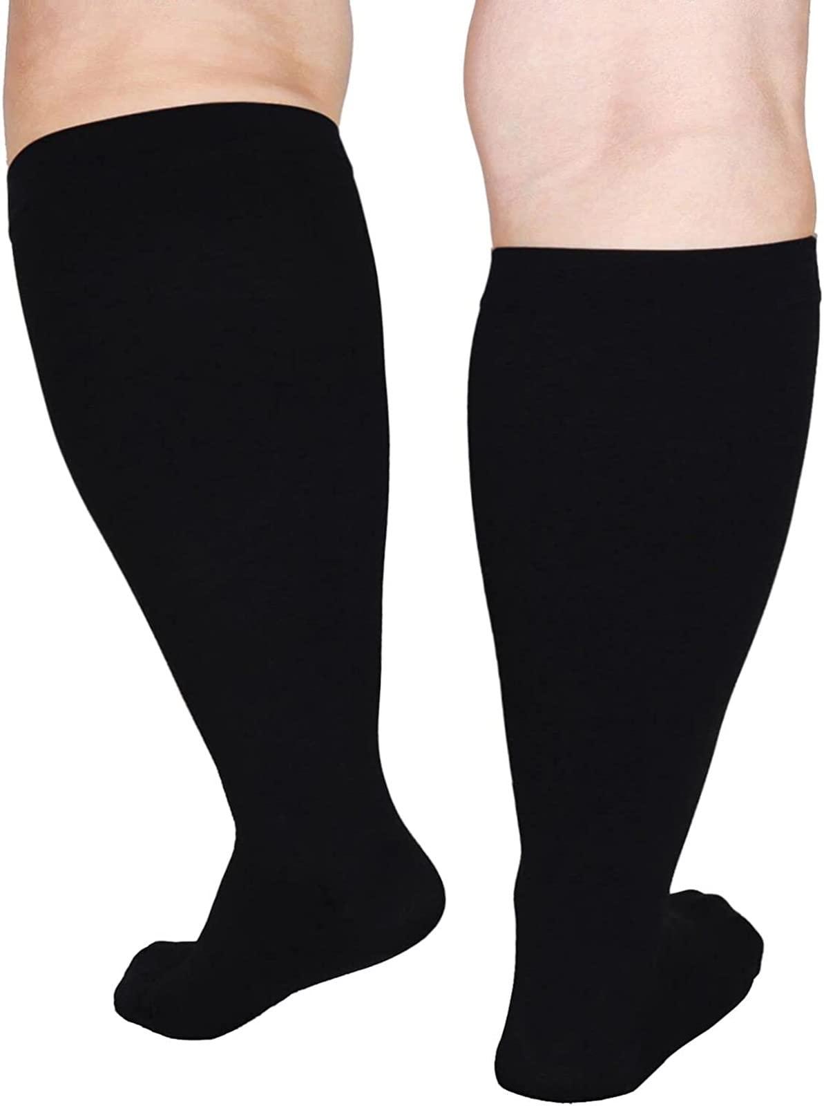 Cheeroyal Cheeroyal 1 Pack Plus Size Compression Socks for Women and Men, 20-30mmhg Extra Large Wide Calf Knee High Stockings for Circulation Support (7XL, black)