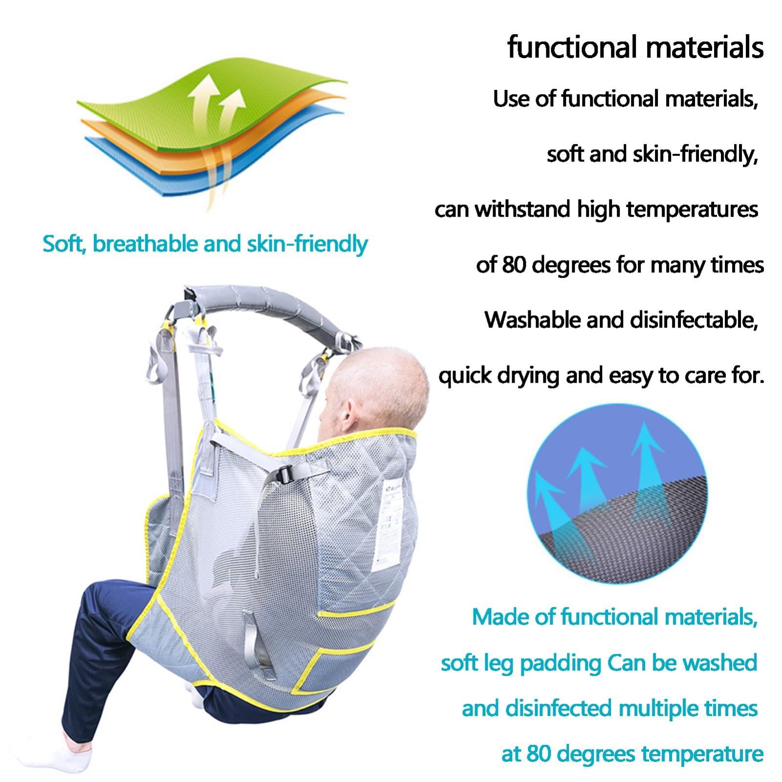 Glcfound Hoyer Lift Sling Full Body Sling with Patient Lifts Lifting Sling for Patient Transfer and Positioning and Lifting Patient Aid Full Body Toileting Sling Patient Aid One Piece Patient Lift Sling L