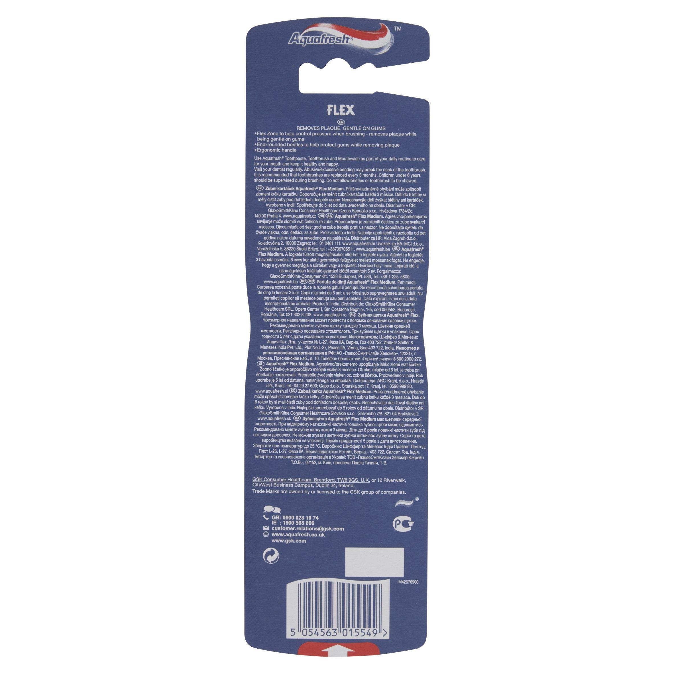 Aquafresh Aquafresh Toothbrush Clean and Flex Triple Pack, Medium, Pack of 12