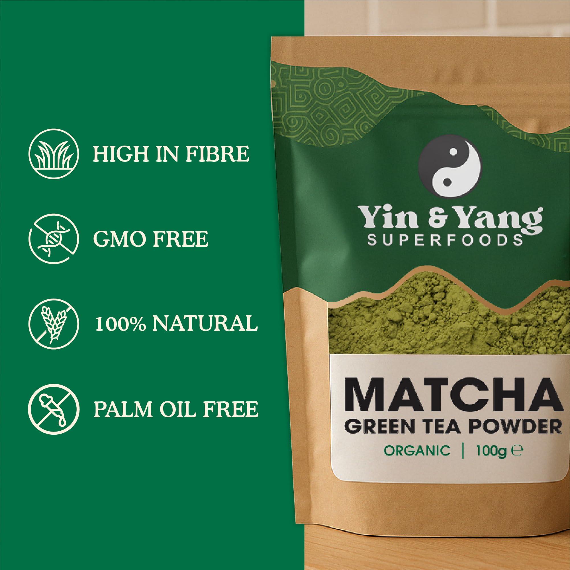 Yin & Yang Superfoods Japanese Organic Matcha Powder - 100g (33 Servings), by Yin & Yang Superfoods - Culinary Grade, Premium Quality, Natural Source of Energy, High in Antioxidants, Pesticide-Free, Vegan
