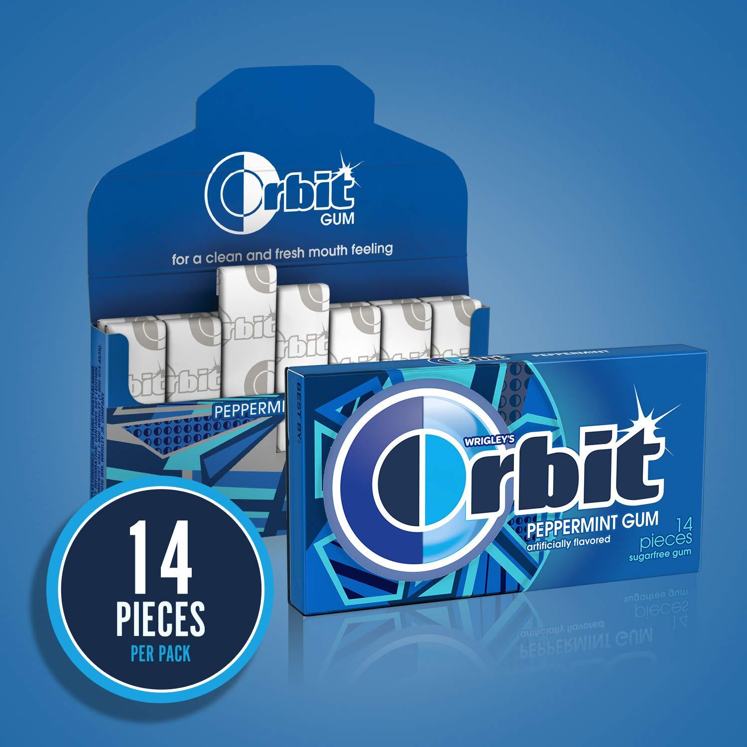 Orbit Wrigley\'s Orbit Gum, Peppermint, 14 count, (Pack of 12)