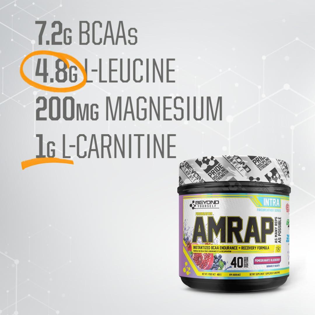 Beyond Yourself Beyond Yourself - AMRAP BCAA Endurance & Recovery Formula | 40 Servings | 7.2g BCAAs in Optimal 4:1:1 Ratio with Added L-Carnitine and Magnesium | Supports Muscle Growth, Recovery, and Fat Metabolism