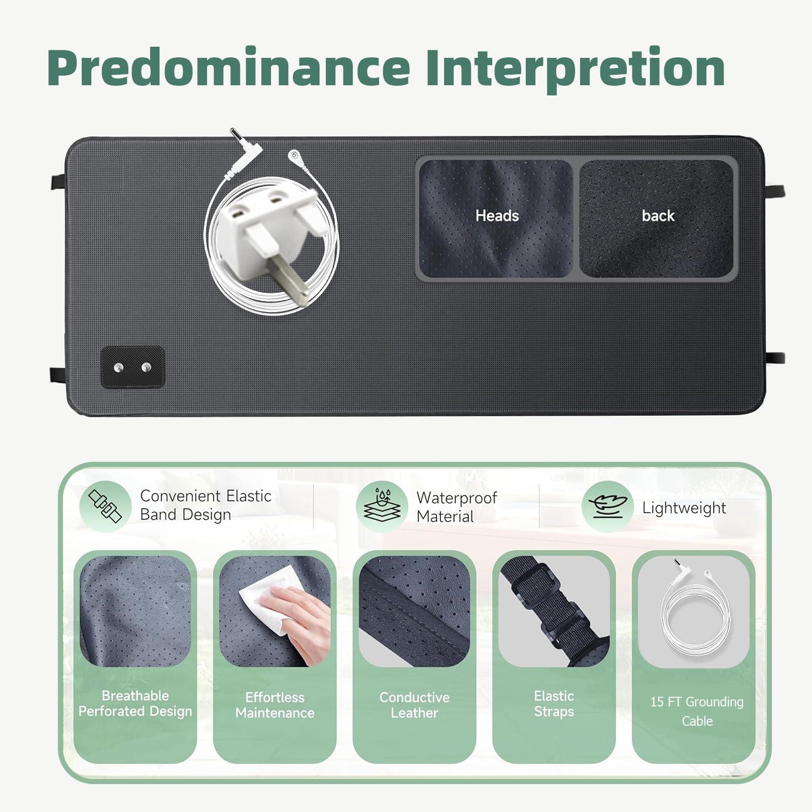 RIQINXIN RIQINXIN Conductive Grounding Mat Grounding Mattress Pad With 15ft grounding cord Perforated Design 100% Conductive PU Leather Grounding Mat for bed 55x71in Black