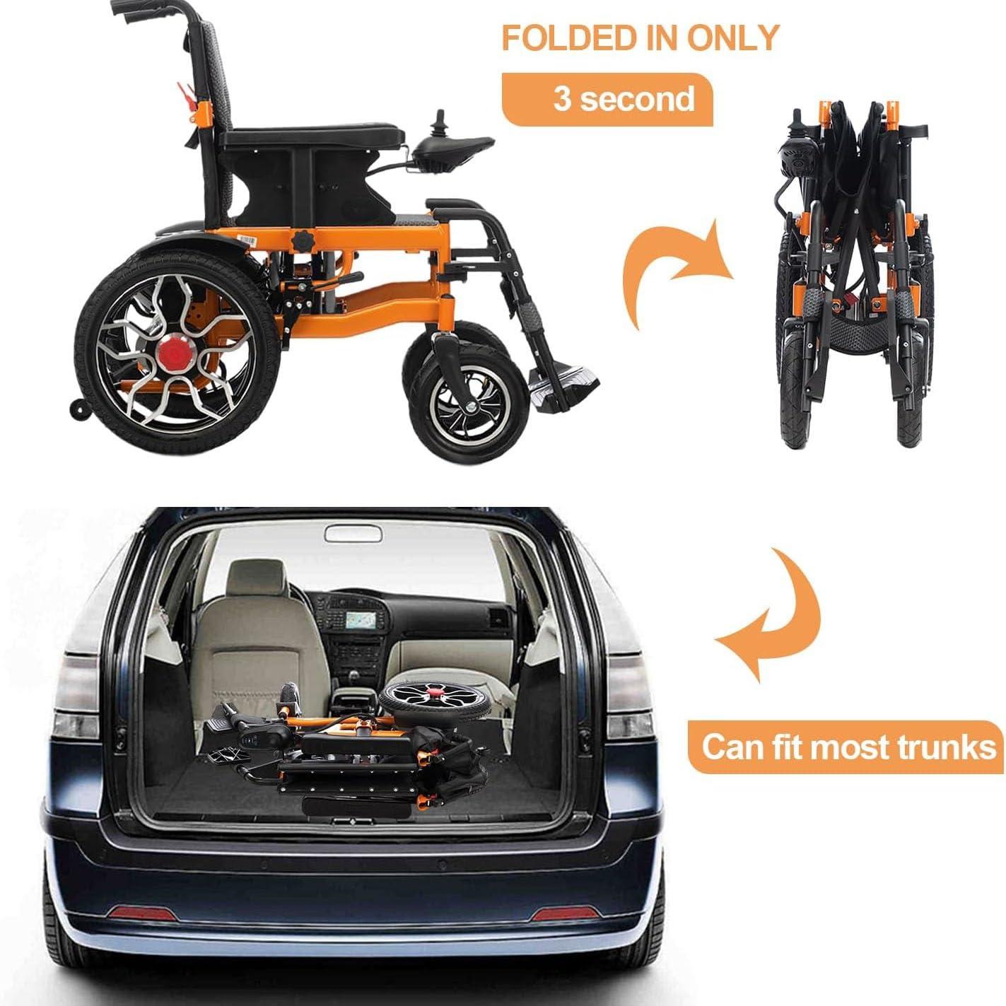 WETOBO Lightweight Foldable Electric Wheelchair for Seniors All Terrain Electric Wheelchairs for Adults Powerful Dual Motor Motorized Power Wheelchairs Up to 12 Mile Range 330 lbs Max Load