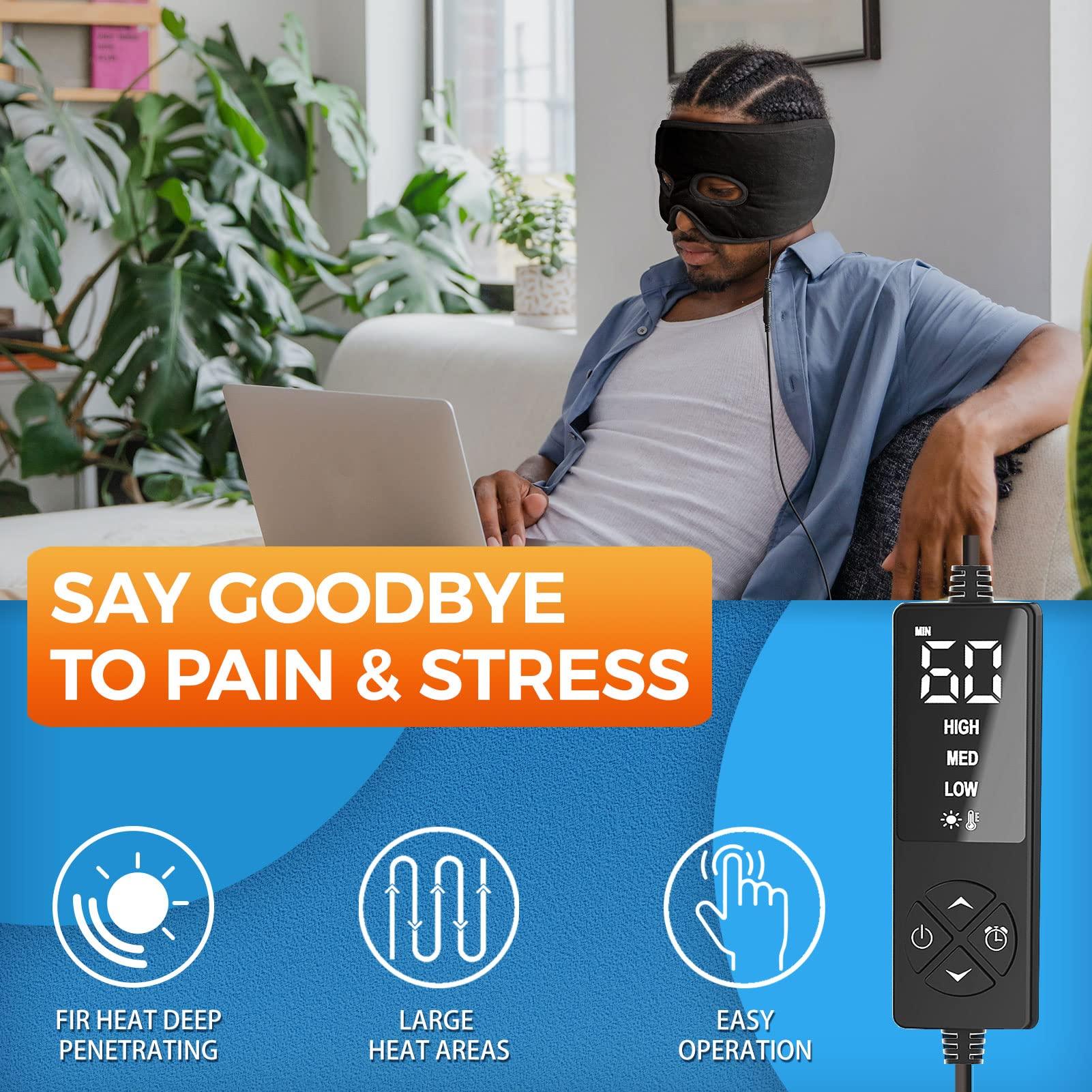 sticro sticro Sinus Relief Mask Moist Heat with 3 Temp Settings, Ex-Large Headache Mask Electric Face Heating Pad for Sinus Pressure Relief, Migraine, Tension Headache Relief Black