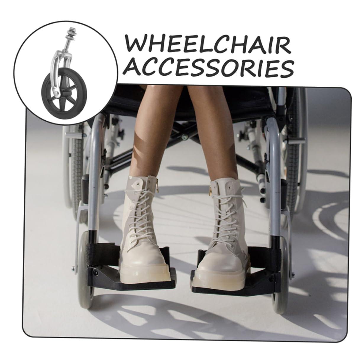 FRCOLOR FRCOLOR Wheelchair Wheel Assembly 15cm Diameter Castor Wheels Soft Rubber Replacement Parts Easy to Install for Wheelchair