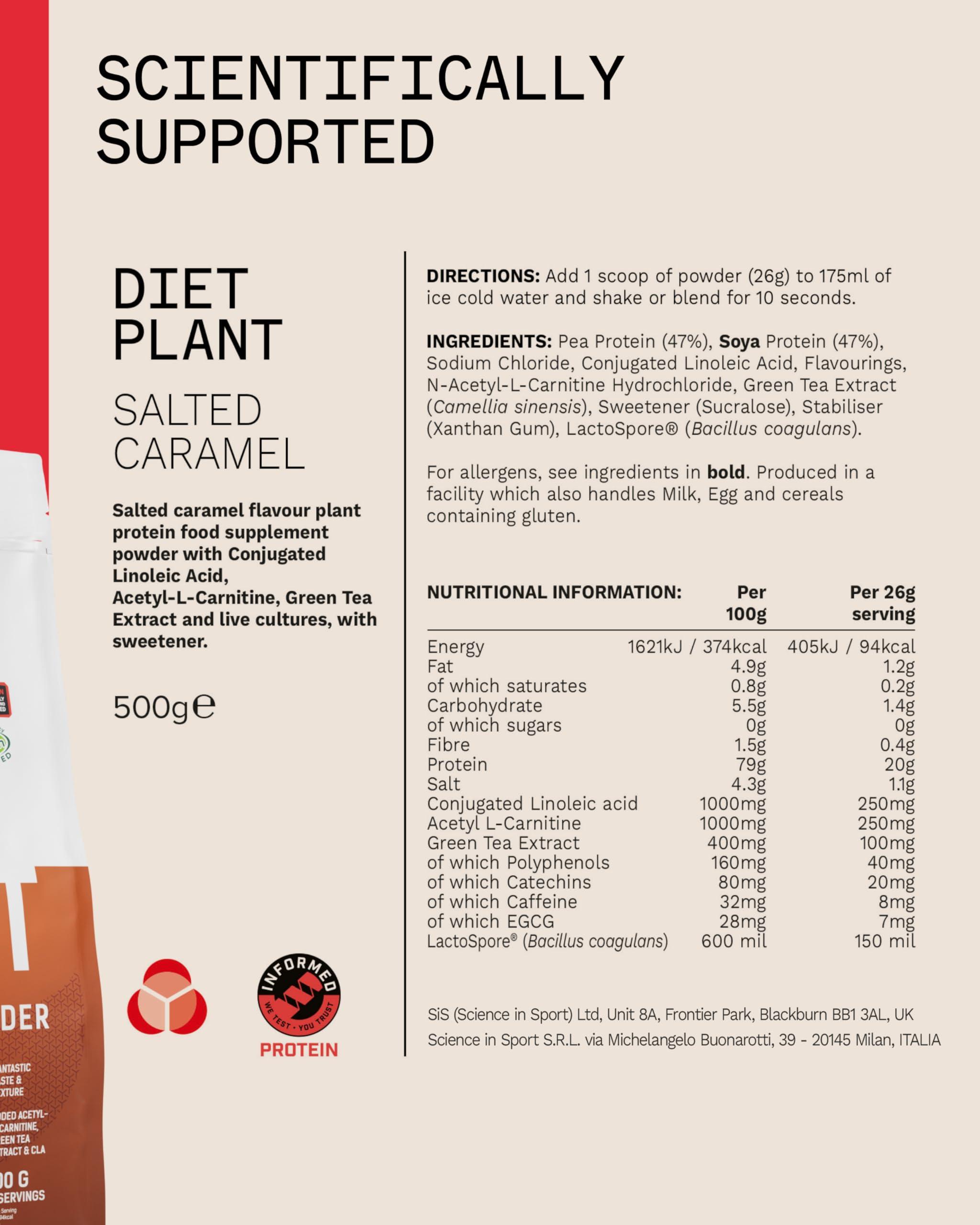 PhD Nutrition PhD Nutrition Diet Plant, Vegan Protein Powder Plant Based, Salted Caramel, High Plant Protein, 20 Servings Per 500g Bag