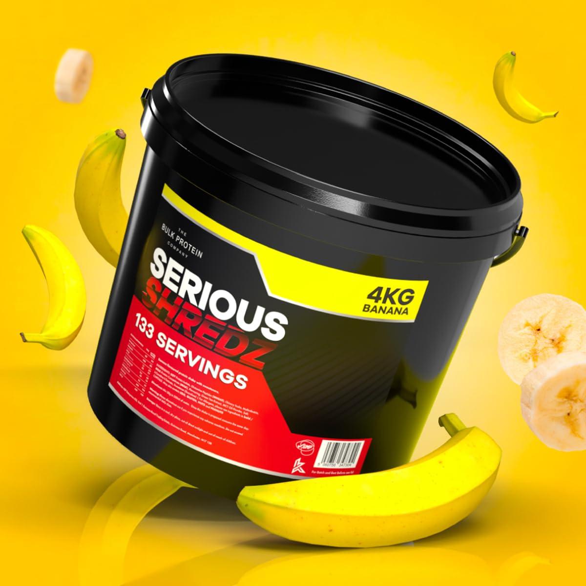 The Bulk Protein Company Serious Shredz 4kg Diet Whey Protein Powder Contains L-Carnitine L-Tartrate and Green Tea Extract Supports Lean Muscle Growth, 133 Servings The Bulk Protein Company (Banana)