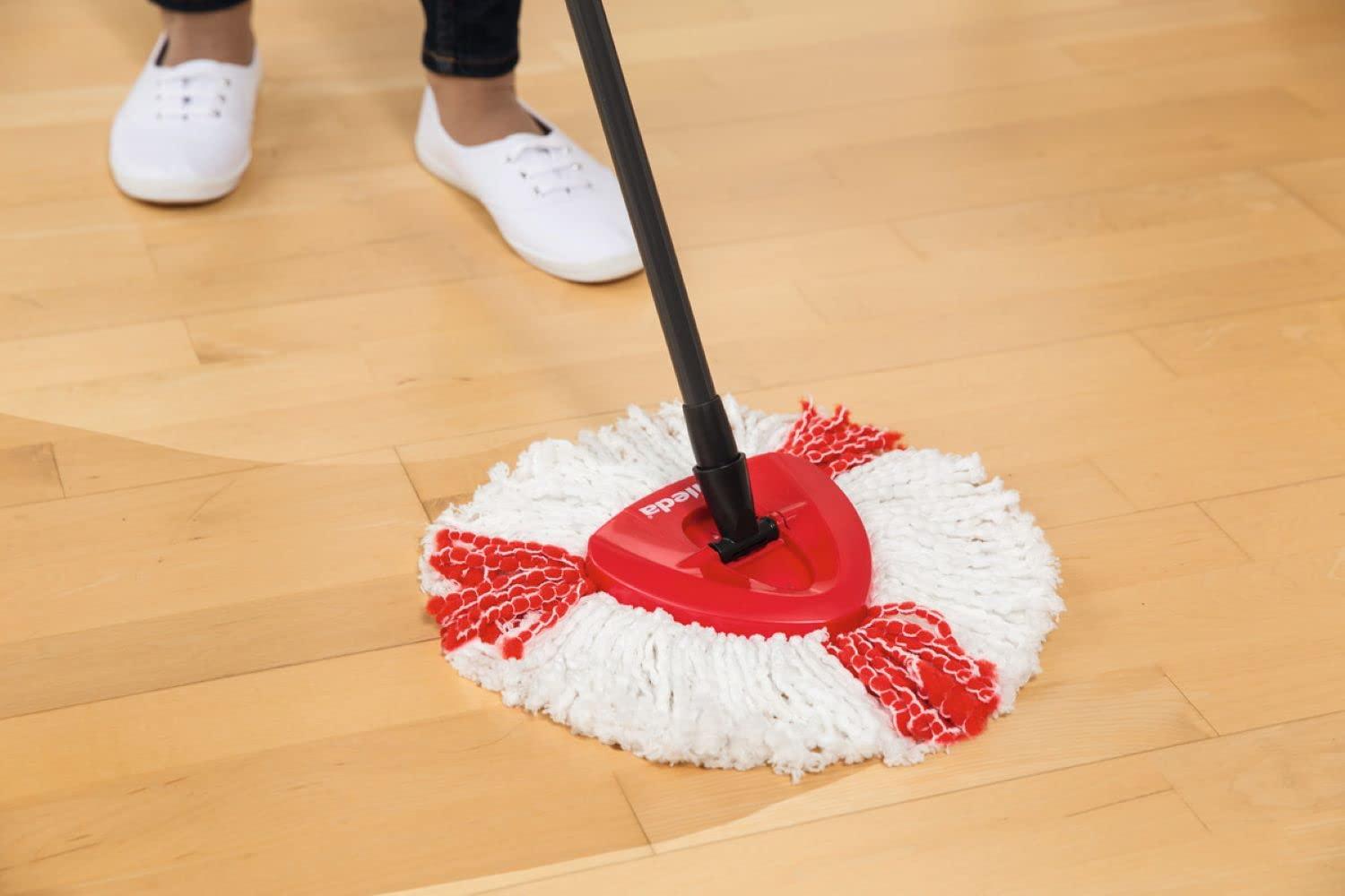 Vileda Vileda Turbo Microfibre Mop and Bucket Set, Spin Mop for Cleaning Floors, Set of 1x Mop and 1x Bucket, Eco Packaging & Method Floor Cleaner, Wild Rhubarb, 739 ml