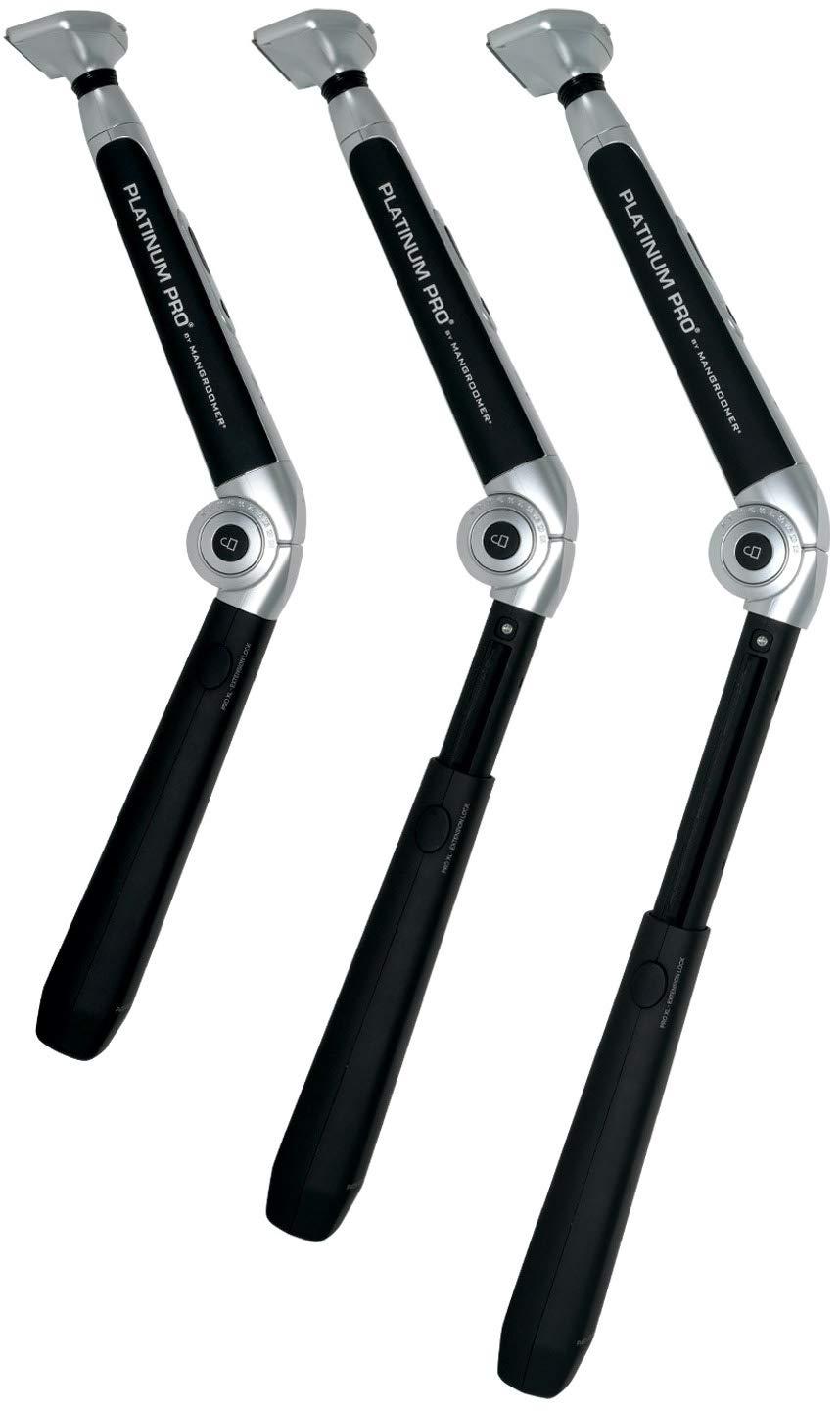 PLATINUM PRO by MANGROOMER MANGROOMER - PLATINUM PRO New Back Shaver with 3 Shock Absorber Flex Heads, Power Hinge, Extreme Reach Handle & Bonus Case! (Generation 8.0), 4 Piece Set