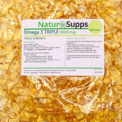 Natur Supps Natur Supps Omega 3 Fish Oil - 2000mg (2 Capsule Serving), Pack of 365 1000mg Softgel Capsules, Pure Fish Oil Giving 660mg EPA & 440mg DHA per Serving