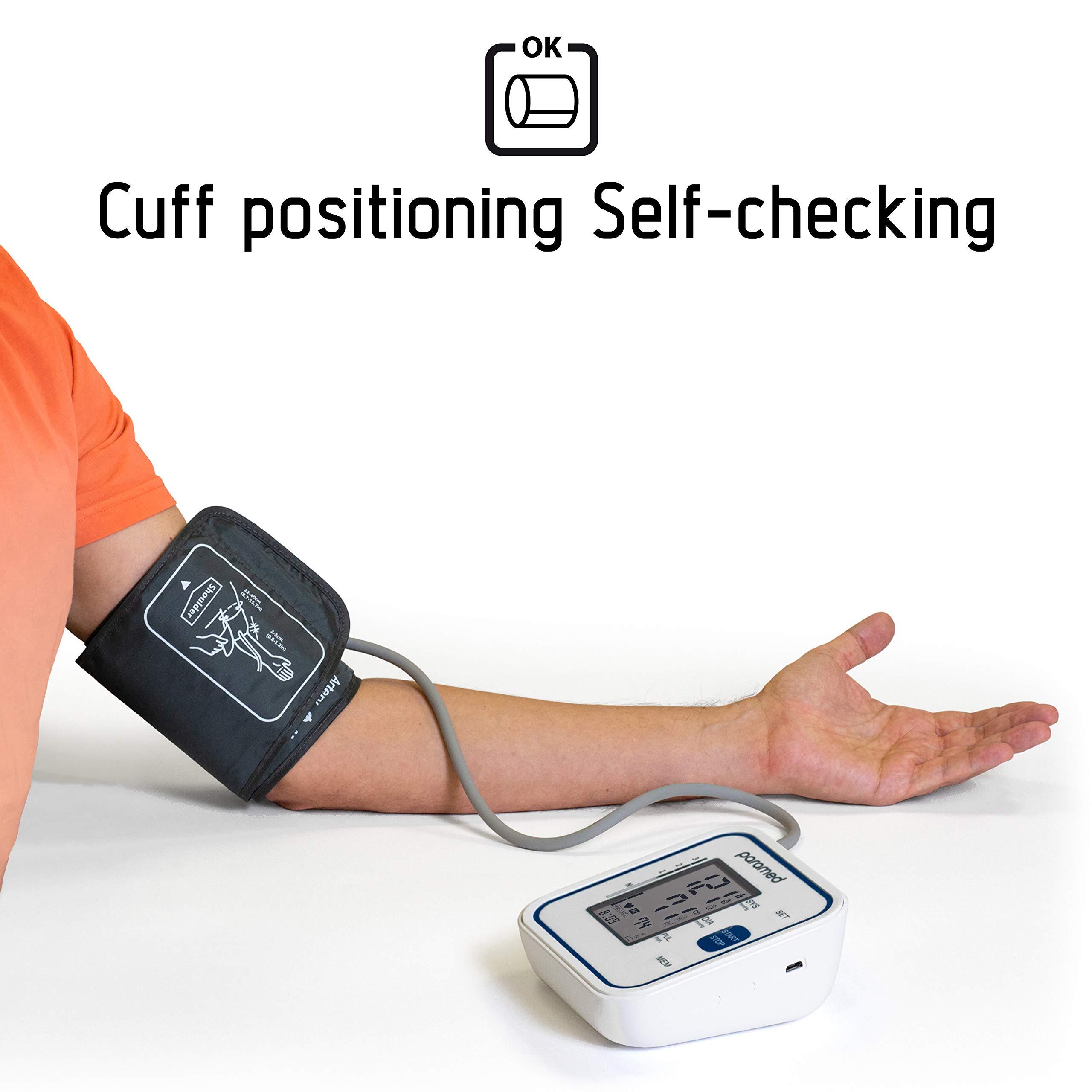 PARAMED PARAMED Blood Pressure Monitor: Automatic Upper Arm BP Monitor with Cuff 8.7"-15.7" - Digital BP Machine & Irregular Heartbeat Detection, 120 Readings Memory - Large LCD - Batteries & Pouch Included