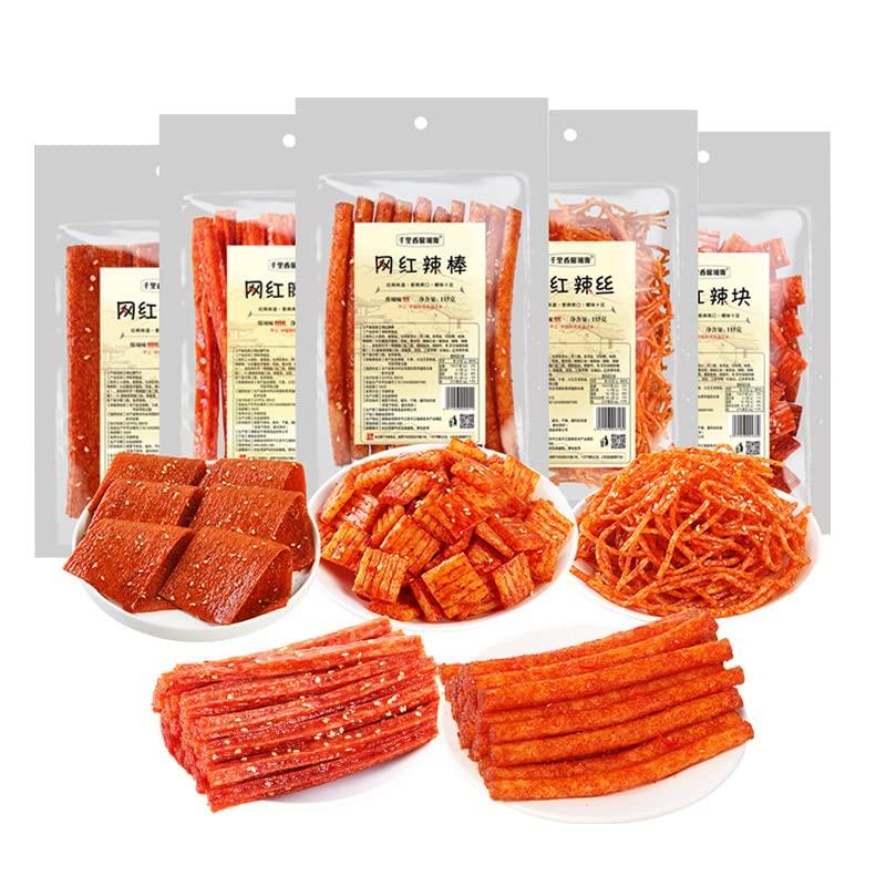 wasailuo Spicy Strips Chinese Snack, Spicy Noodle Latiao Snacks 115g/bag, Instant Snacks, Traditional Gluten Lataio Spicy Strips, Spicy Sticks, Handmade Spicy Noodles (Spicy Silk,3 Bag)