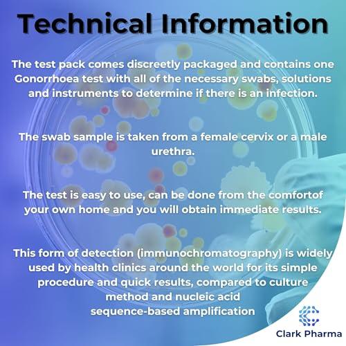 Clark Pharma Gonorrhoea Test Kit | Tests Male (Urethral Swab) or Female (Cervical Swab) for Gonorrhoea Bacteria | Rapid STD STI Test (Gonorrhoea Only)