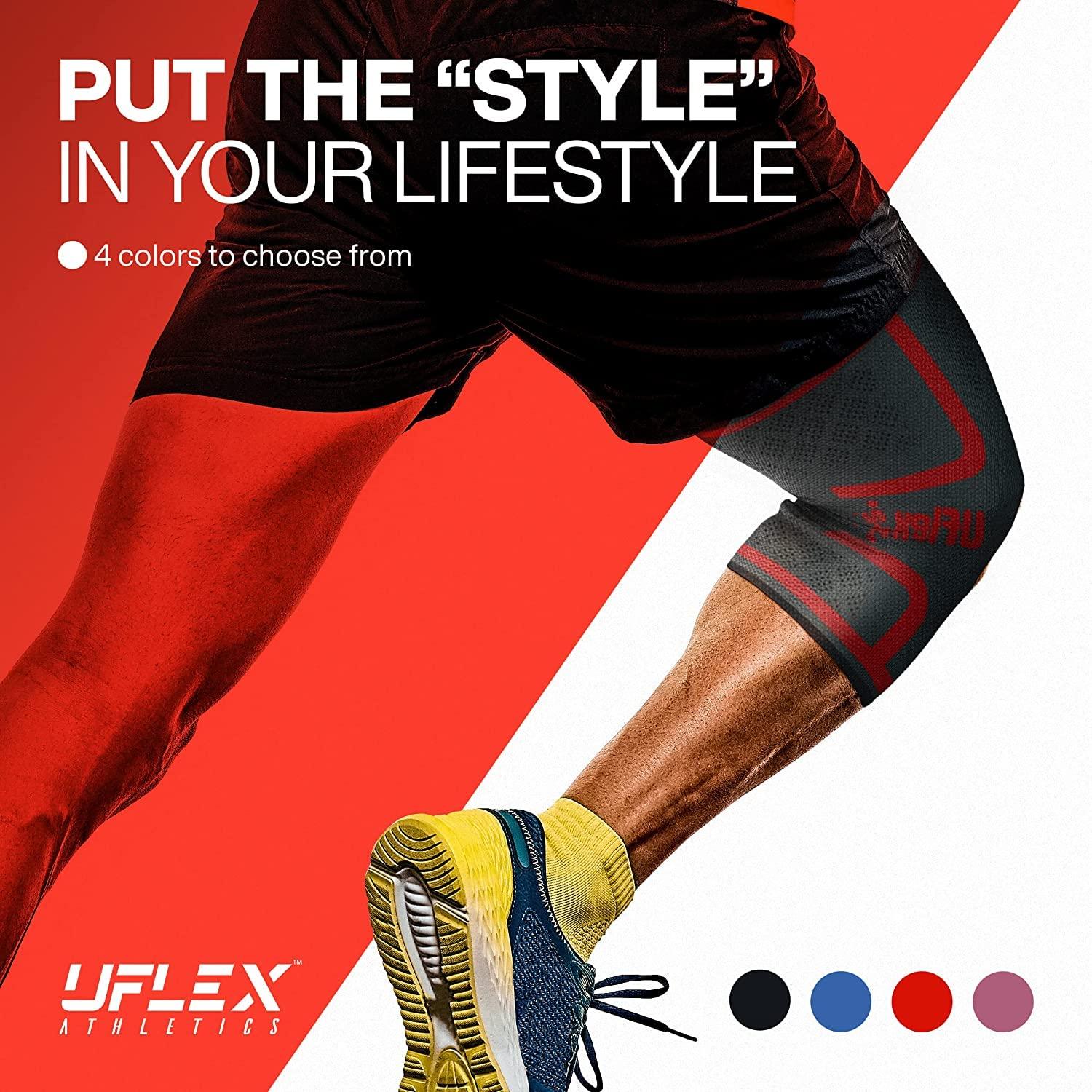 Uflex Athletics Uflex Athletics Knee Compression Sleeve Support for Running, Jogging, Sports, Joint Pain Relief, Arthritis and Injury Recovery-Single Wrap (Medium)