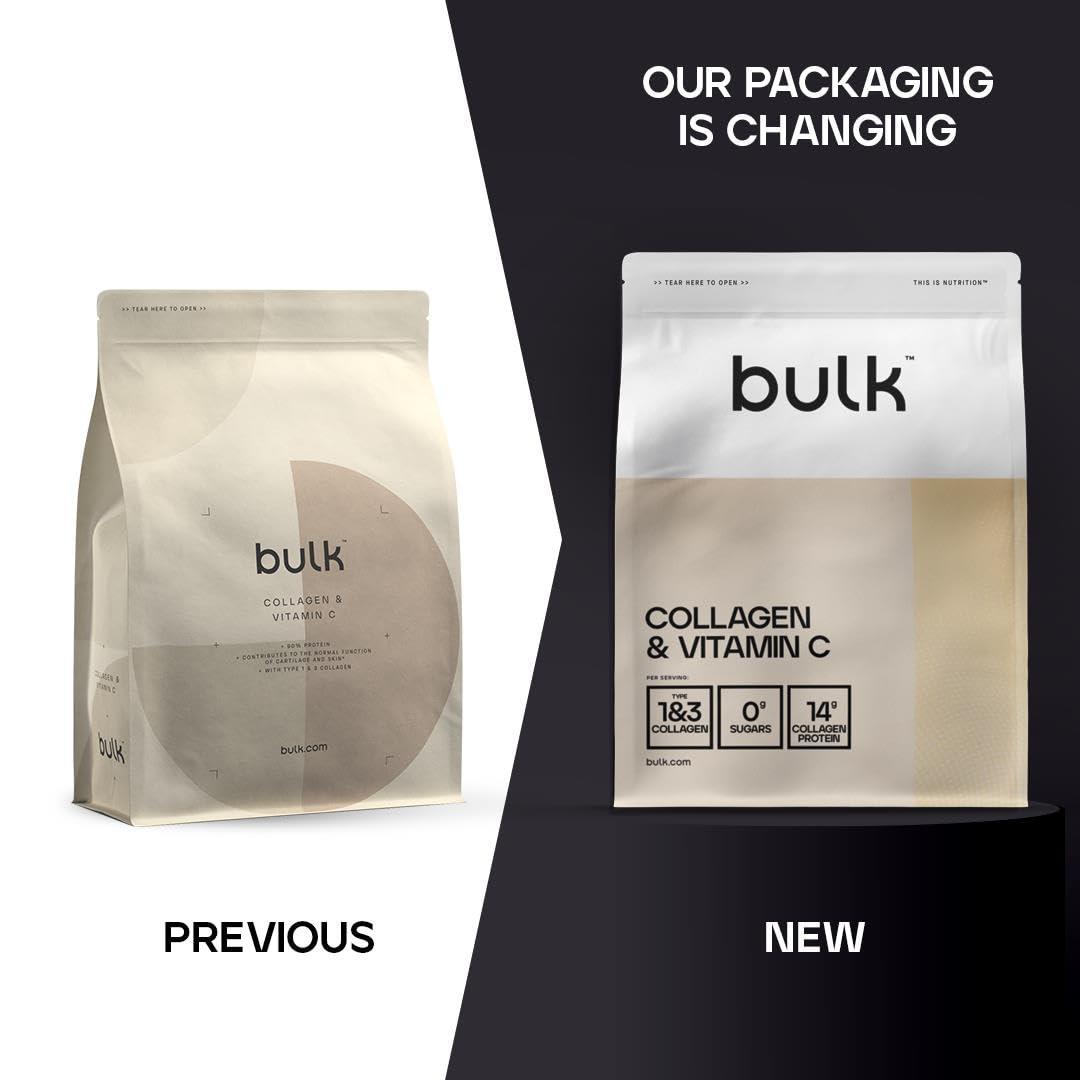 Bulk Bulk Collagen Powder with Peptides and Vitamin C | Hydrolysed Bovine Collagen | High Protein Supplement Daily Use in Smoothies, Shakes & Recipes | Joint & Skin Routine | Unflavoured | Easy Mixing 500g